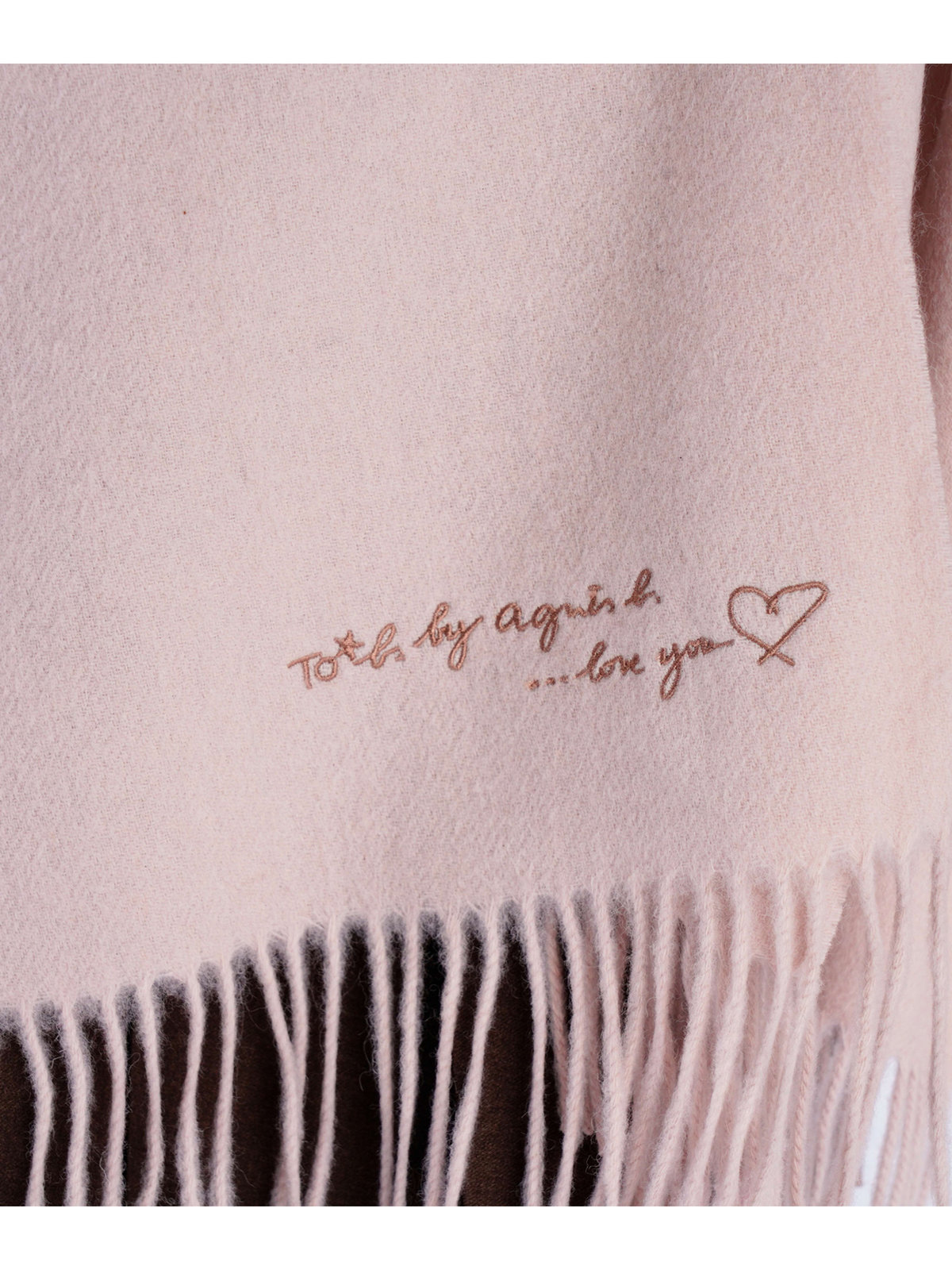 To b. by agnès b. ロゴ刺繍 ウール カシミア マフラー ホワイト系その他