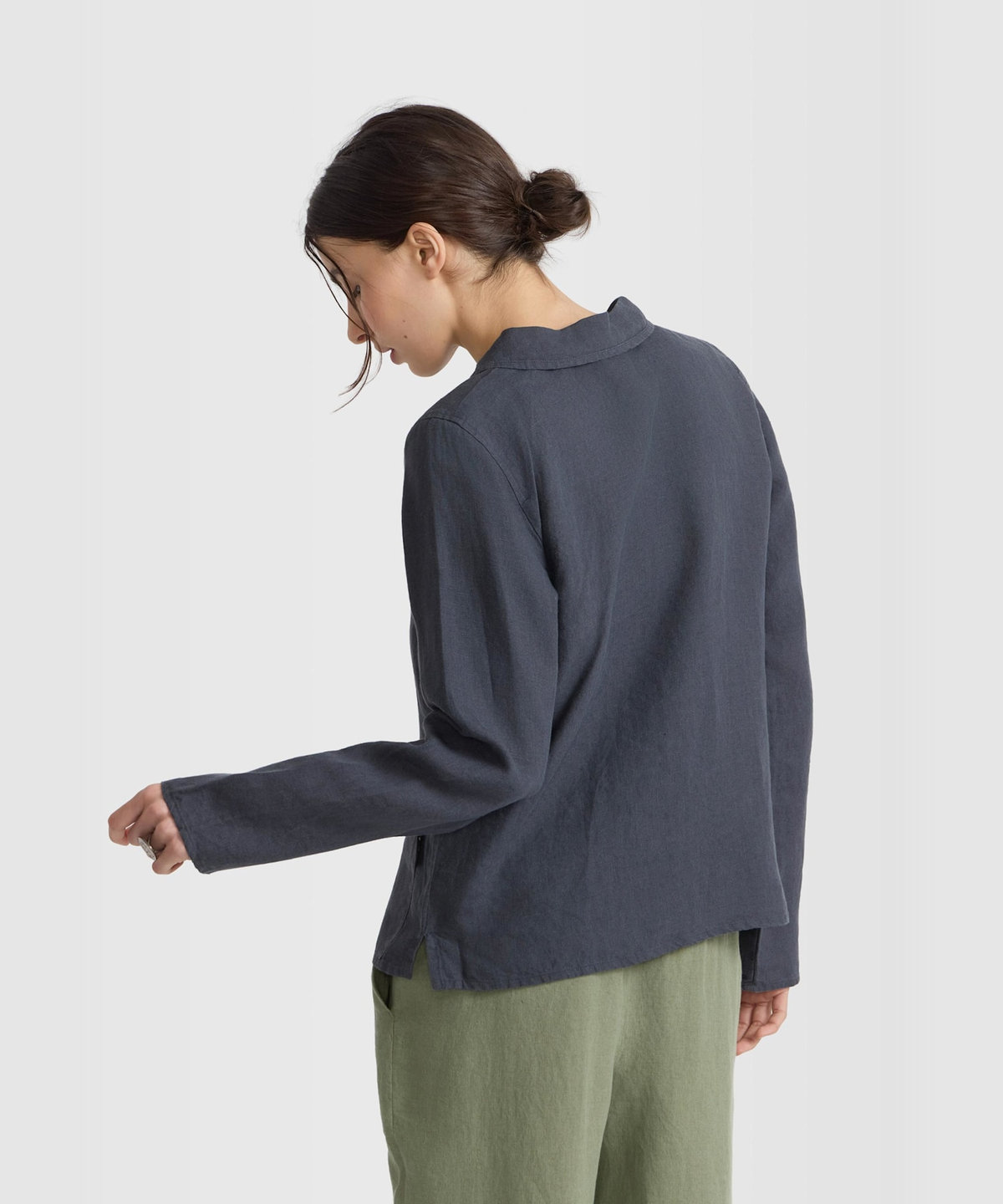 FEMME ウィメンズ リネン 長袖 シャツ "Perine" グレー