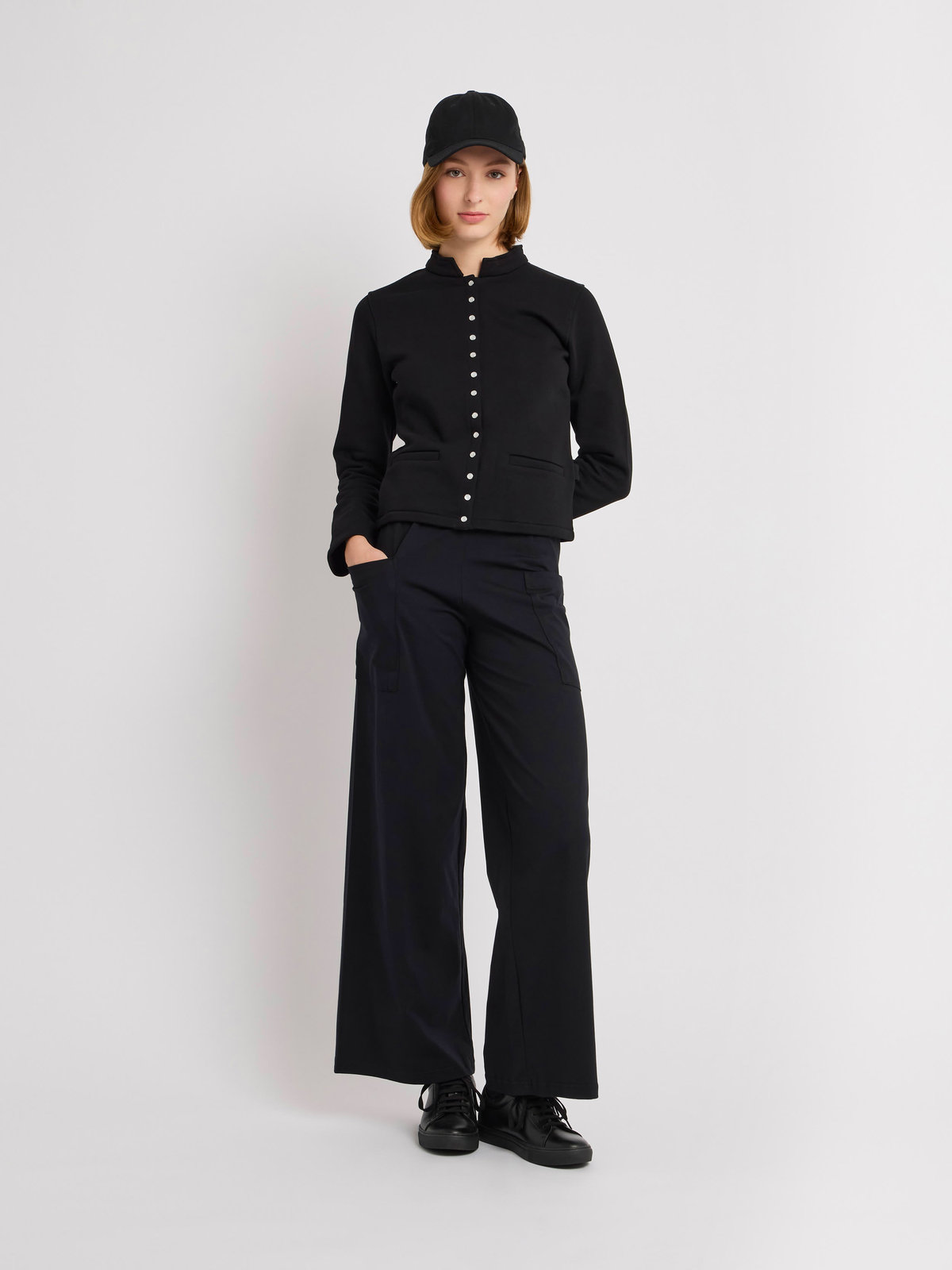 FEMME ウィメンズ コットン メルトン スタンドカラー ブルゾン ”Tambourin” ブラック