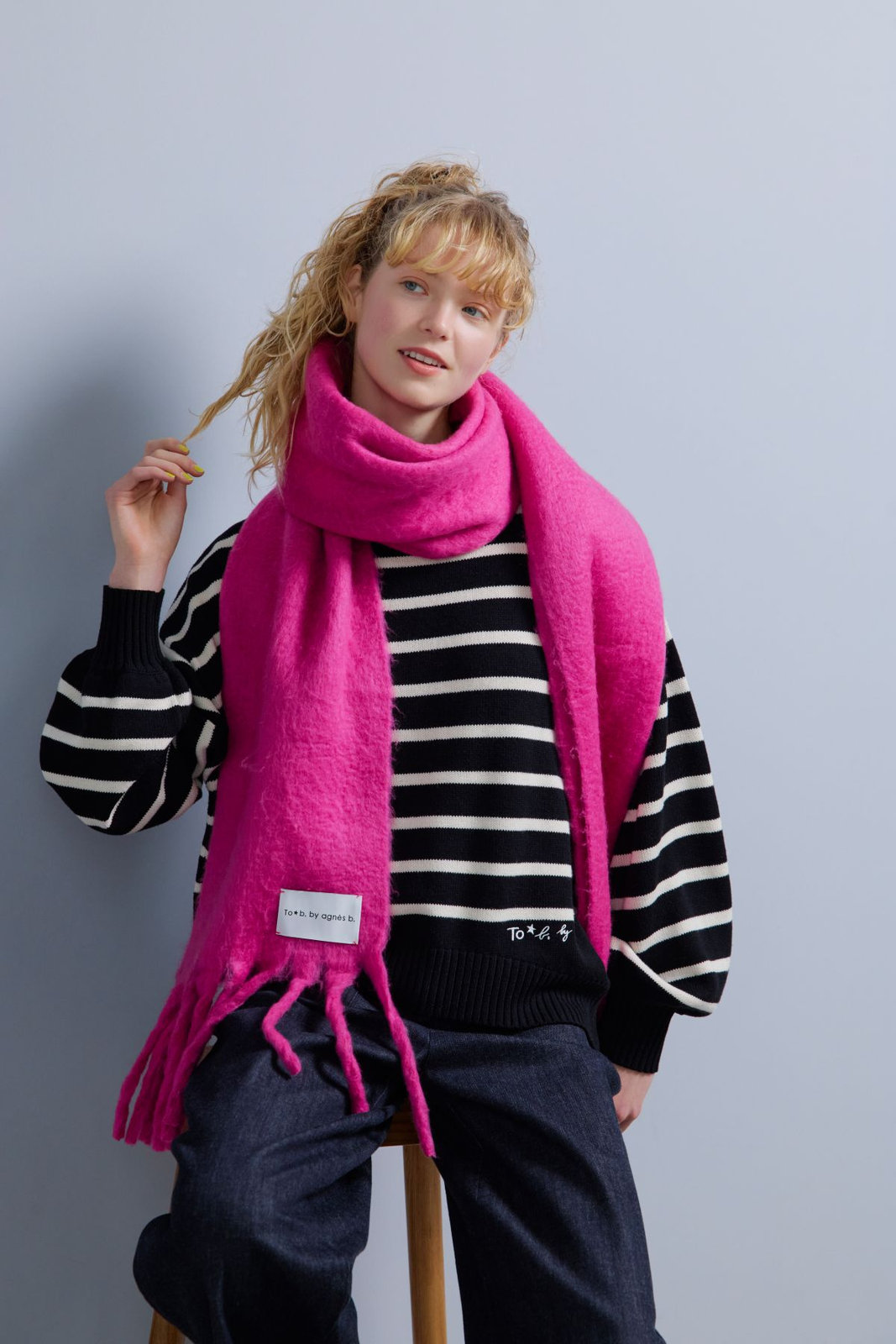 To b. by agnès b. カラー マフラー ピンク