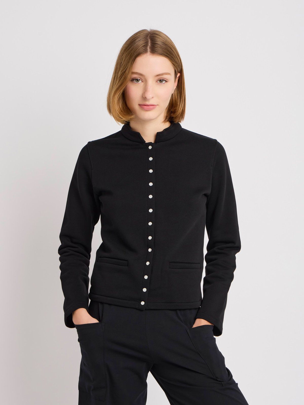 FEMME ウィメンズ コットン メルトン スタンドカラー ブルゾン ”Tambourin” ブラック