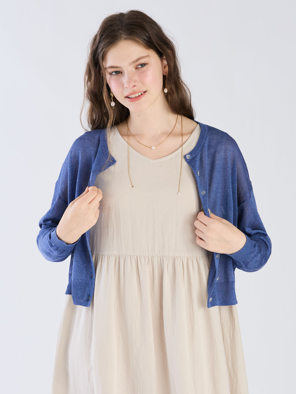 To b. by agnès b. シアーニット カーディガン ブルー