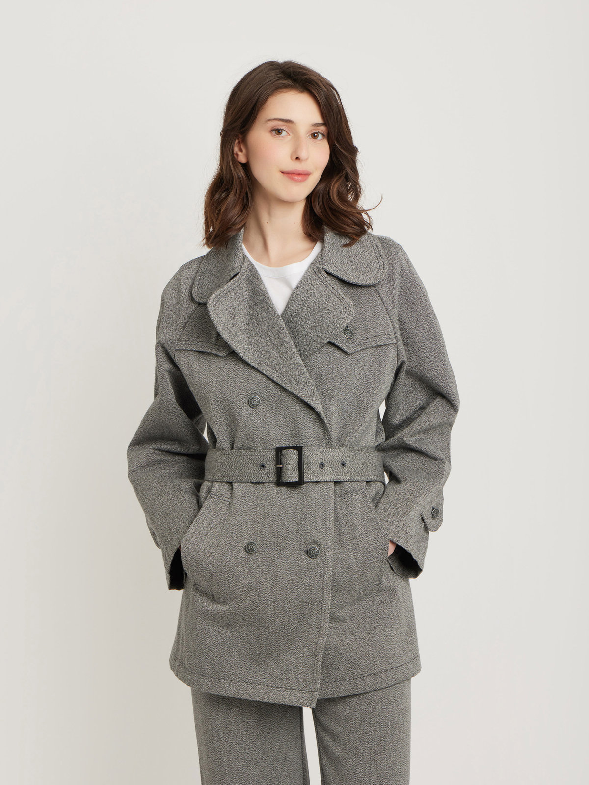 FEMME ウィメンズ コットン 長袖 ショートジャケット グレー