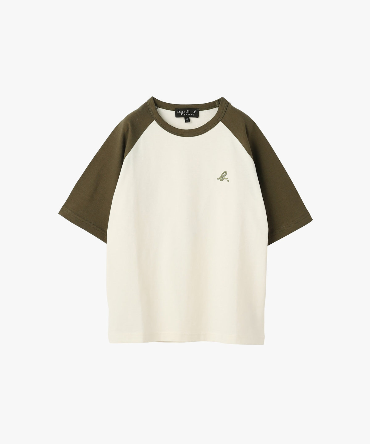 ENFANT ユニセックス キッズ "b." ロゴ 刺繍 コットン 半袖 Tシャツ カーキ