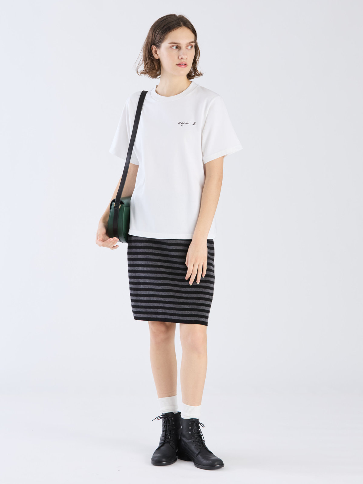 FEMME ウィメンズ ミニロゴ コットン 半袖 Tシャツ "Christof" ホワイト