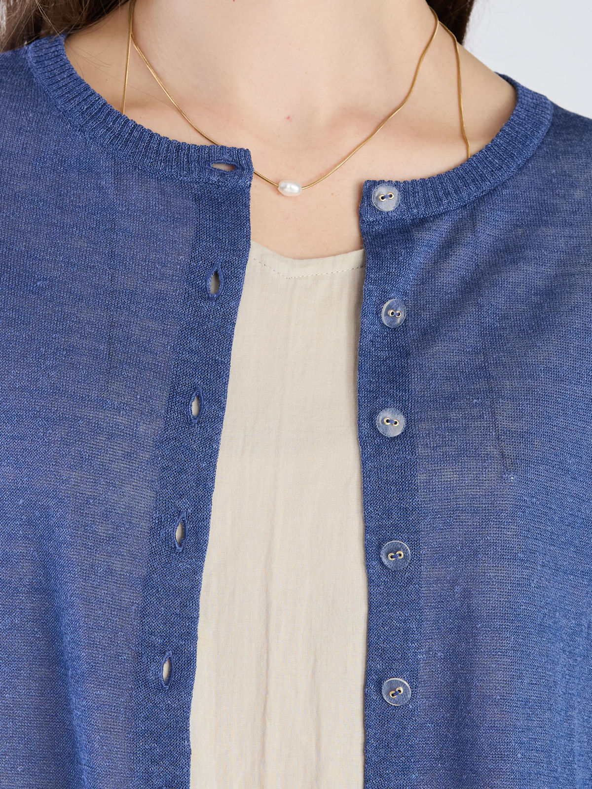 To b. by agnès b. シアーニット カーディガン ブルー