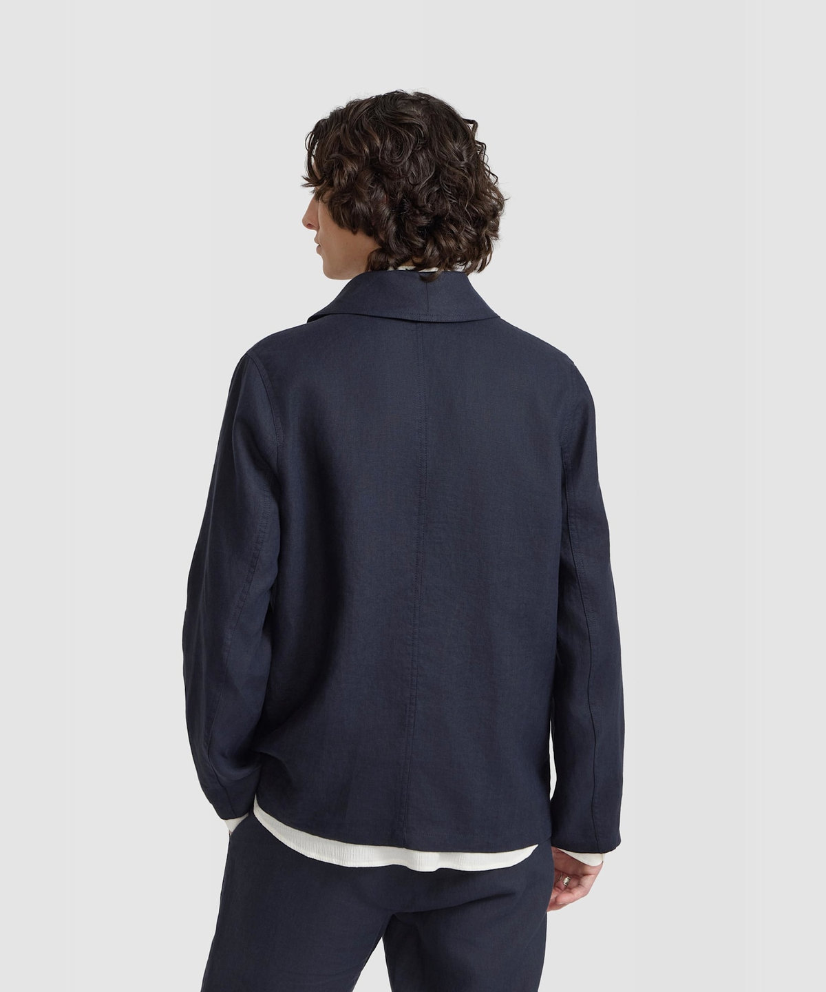 HOMME メンズ メンズ リネン ショールカラー ジャケット "Loritz" ブルー系その他