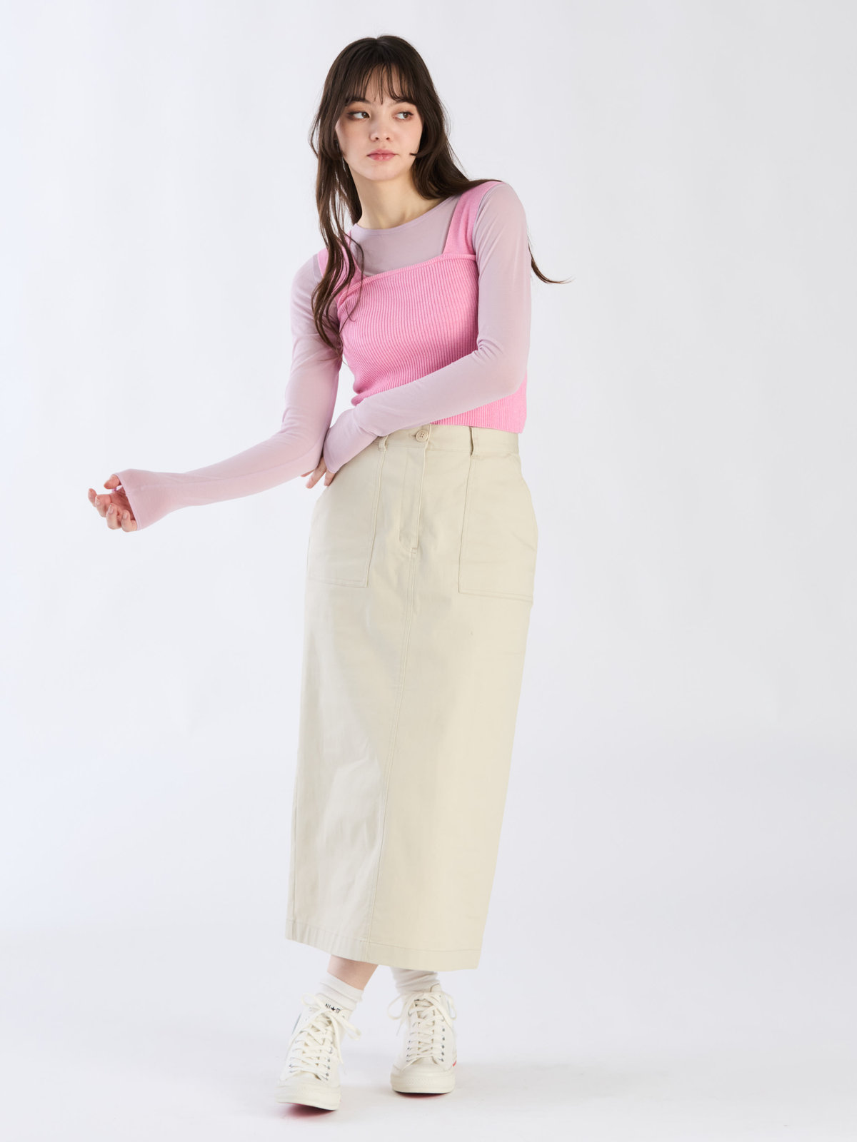 To b. by agnès b. 【Outlet】コットンストレッチチノスカート ホワイト系その他