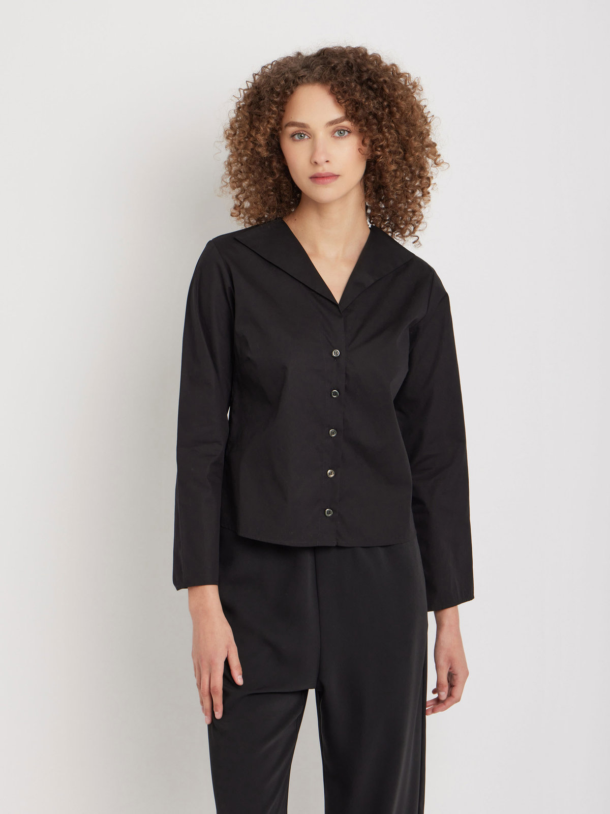 FEMME ウィメンズ 【Outlet】コットンポプリン 七分袖 ブラウス "Zeline" ブラック