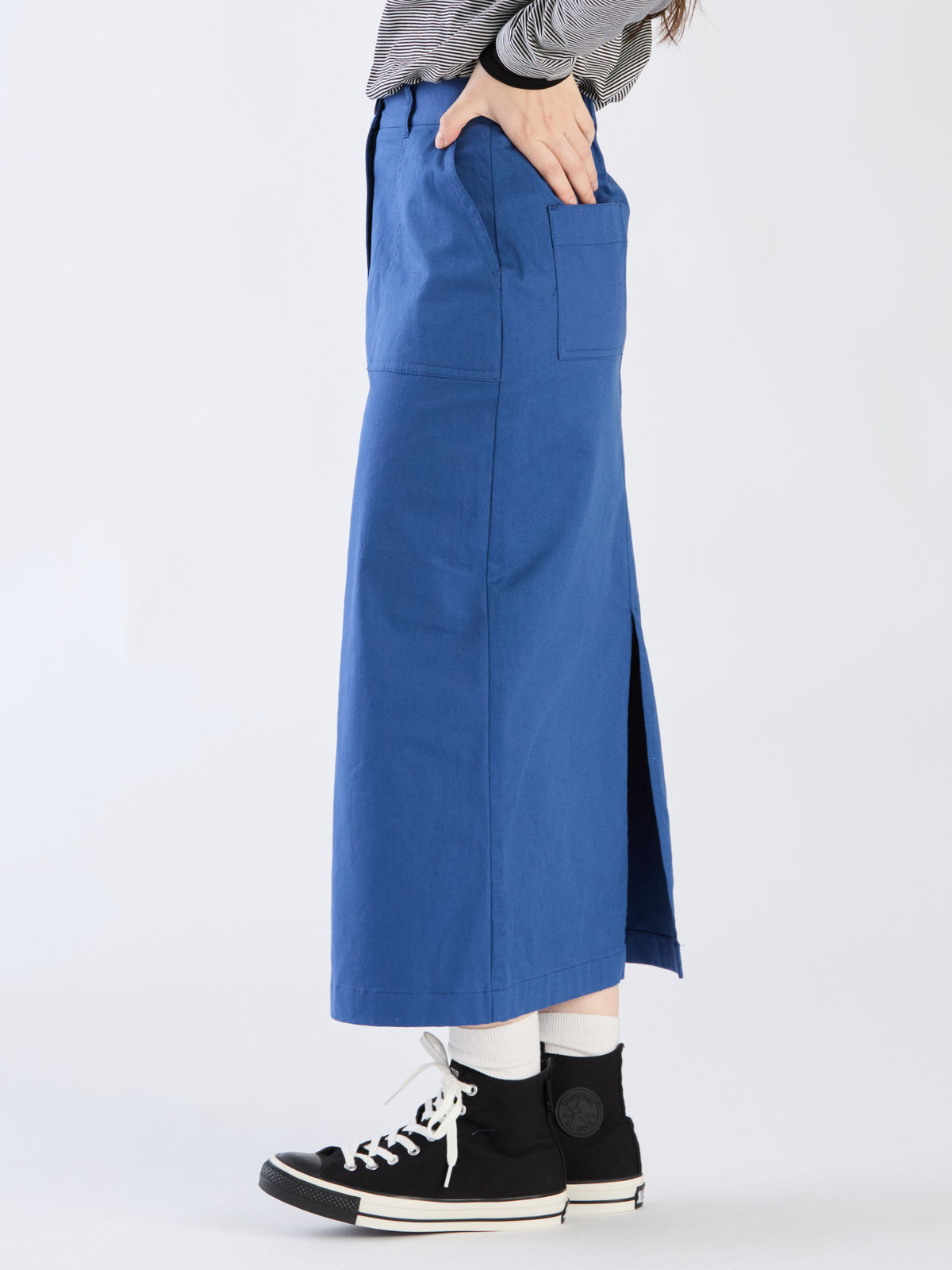 To b. by agnès b. 【Outlet】コットンストレッチチノスカート ブルー