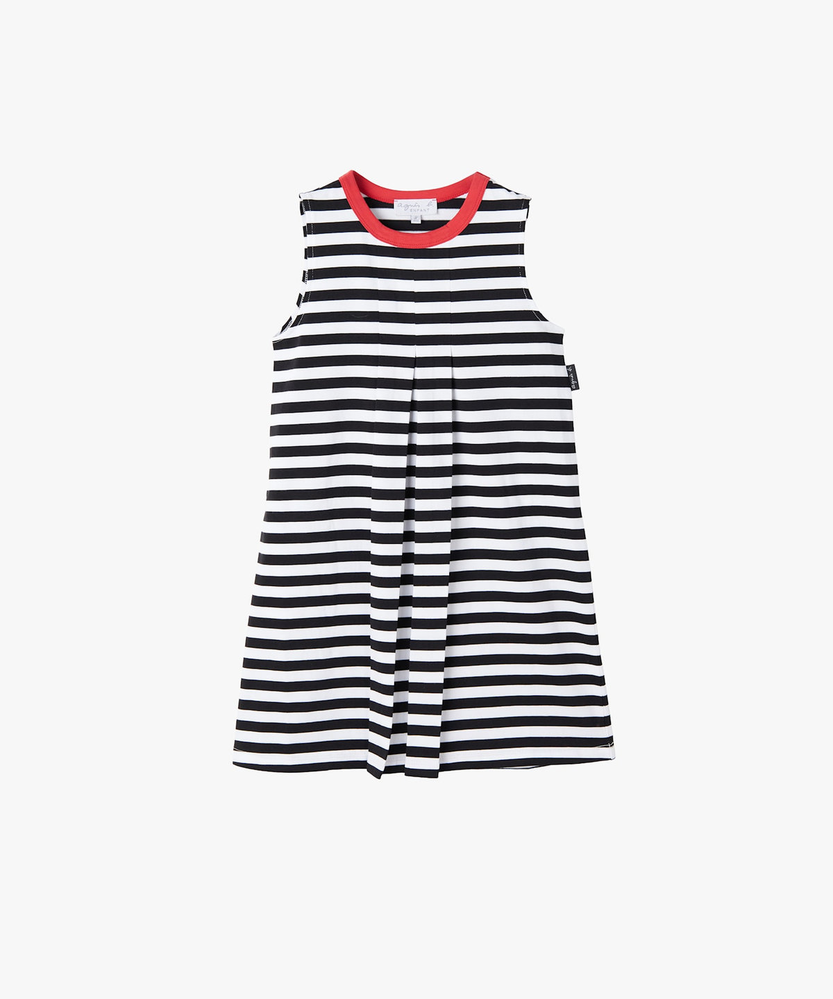 ENFANT ガールズ キッズ ボーダー コットン ノースリーブ ワンピース ホワイト×ブラック