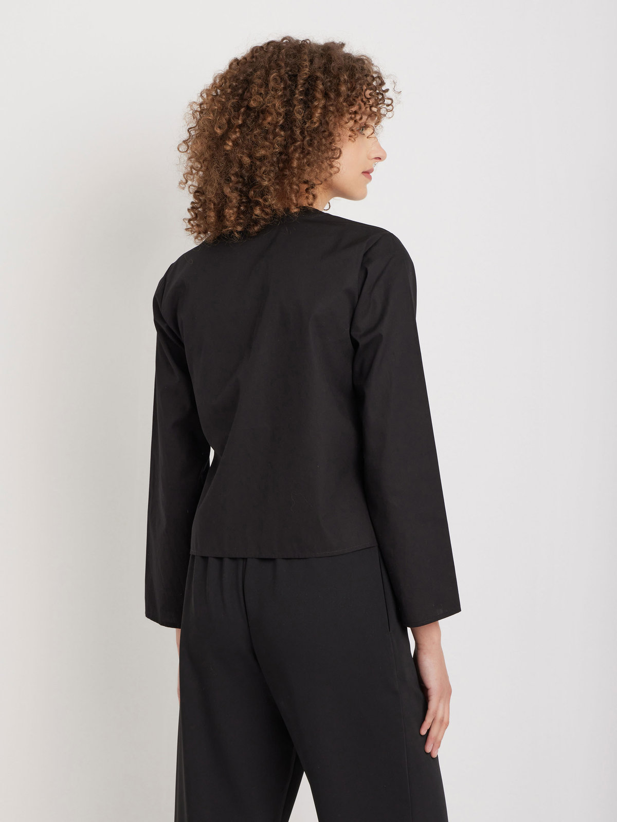 FEMME ウィメンズ 【Outlet】コットンポプリン 七分袖 ブラウス "Zeline" ブラック