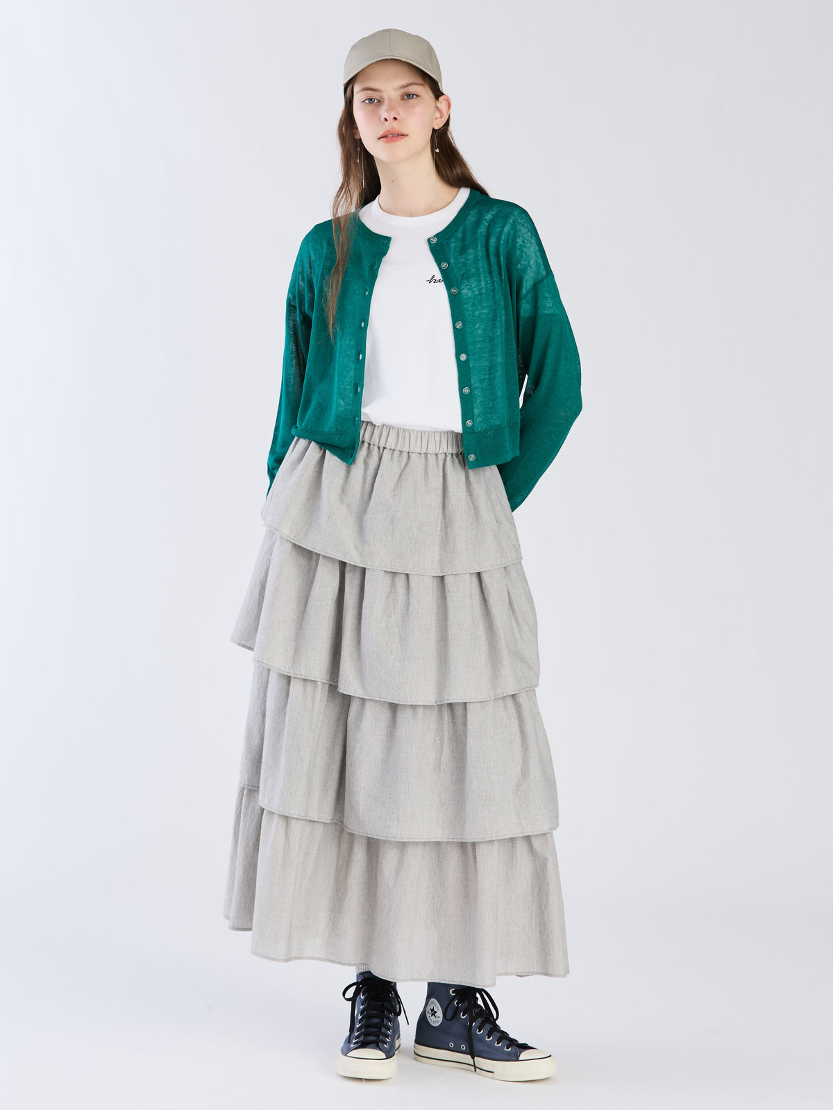 To b. by agnès b. シアーニット カーディガン グリーン