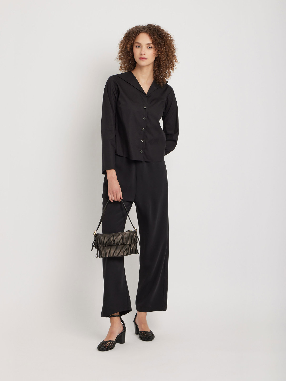 FEMME ウィメンズ 【Outlet】コットンポプリン 七分袖 ブラウス "Zeline" ブラック