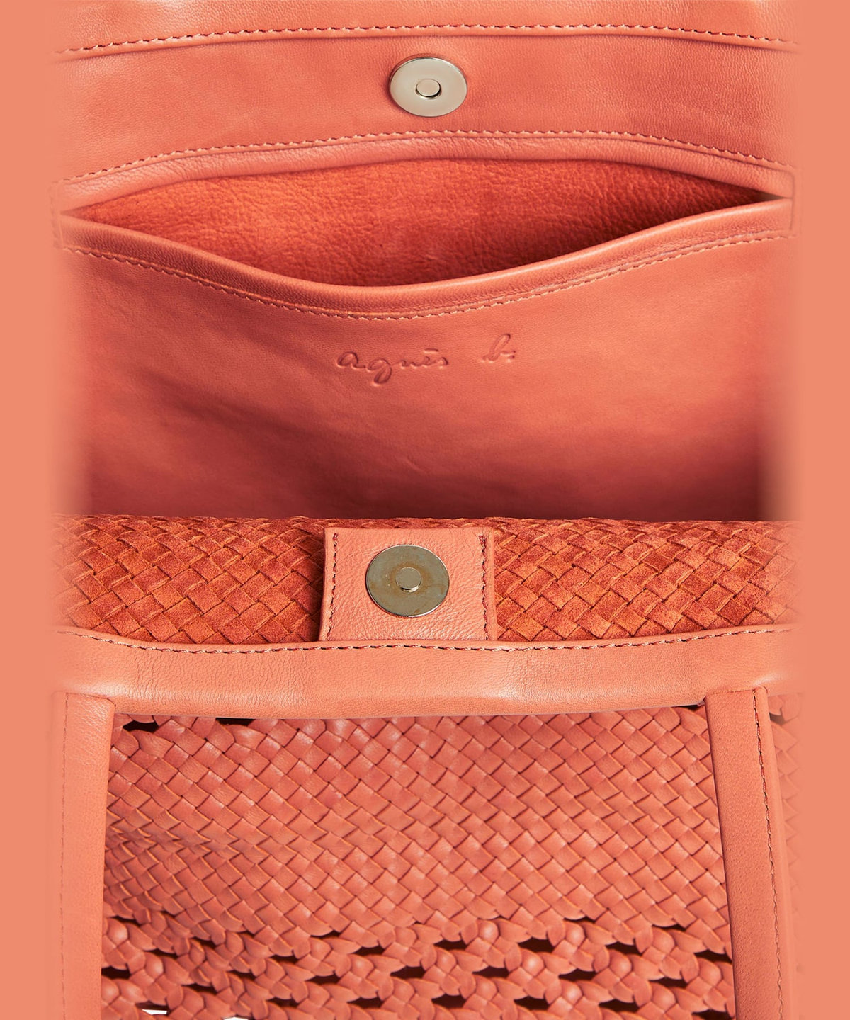 FEMME ウィメンズ ラムレザー 編み込み バッグ "Laurence" キャメル