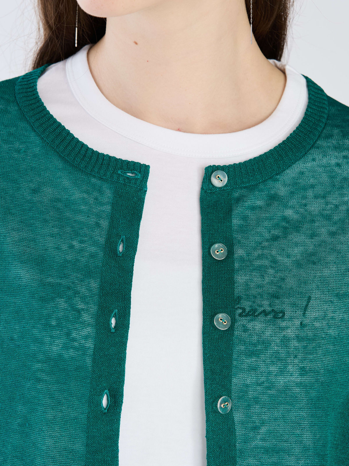 To b. by agnès b. シアーニット カーディガン グリーン