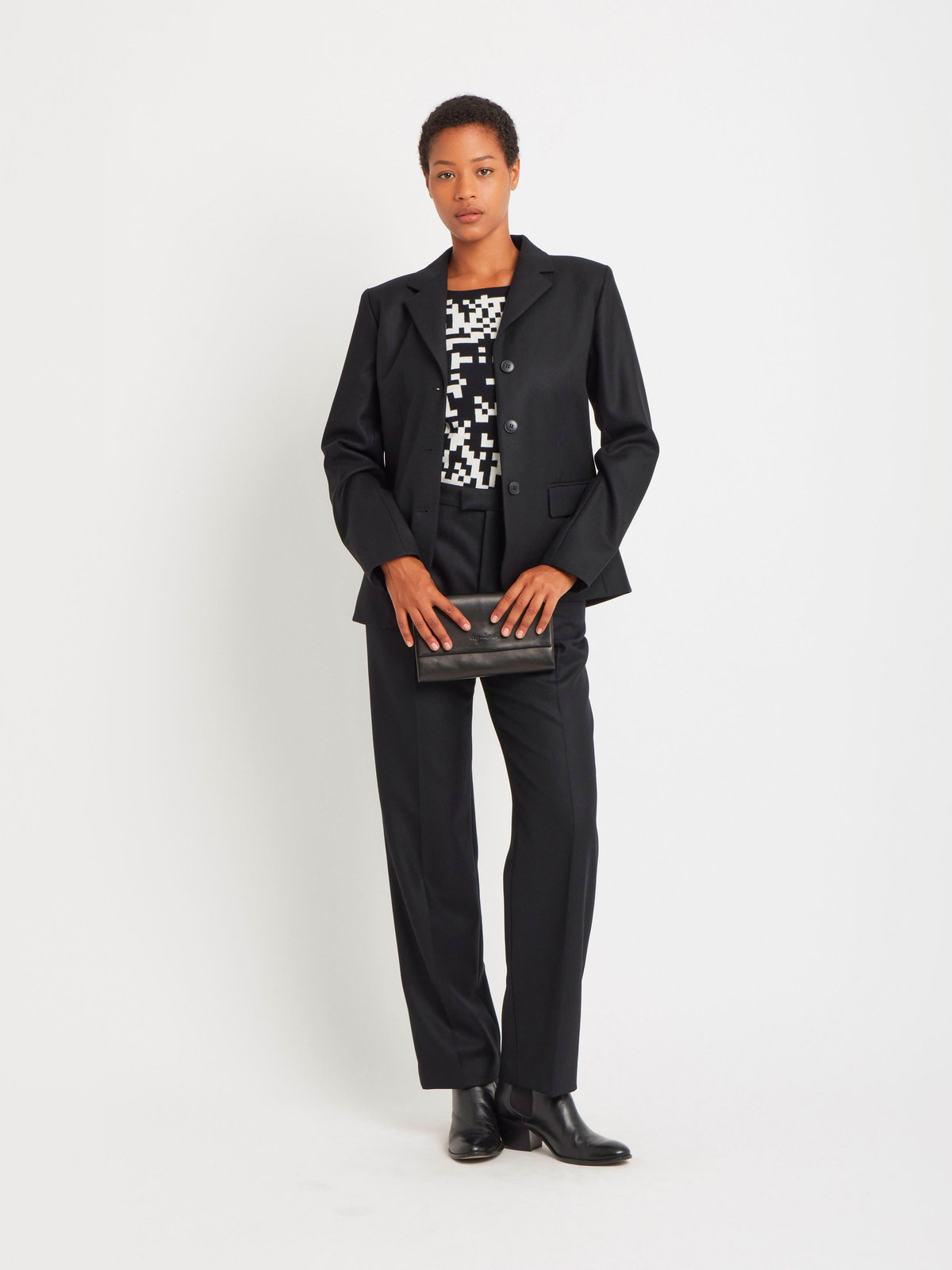 FEMME ウィメンズ コットン ノースリーブ スクエアネック プルオーバー ”Pixel” ブラック