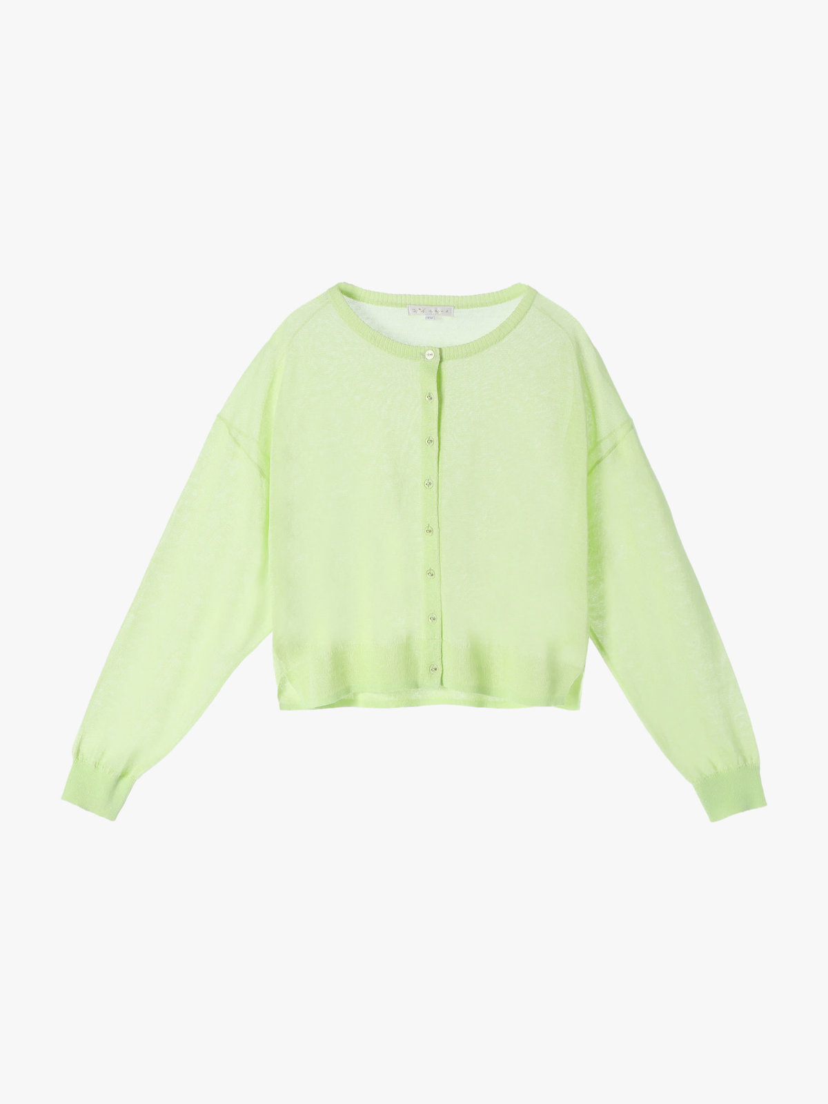 To b. by agnès b. シアー ニット ロングスリーブ カーディガン ライトグリーン