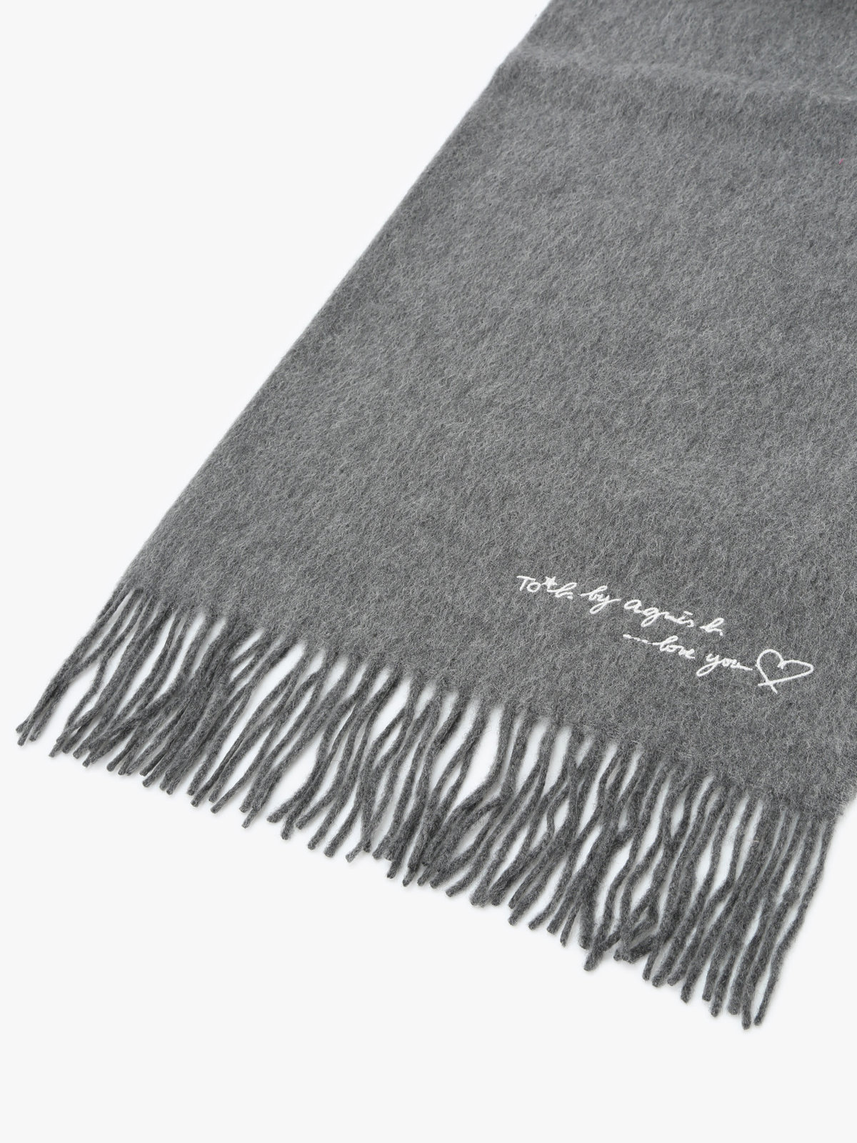 To b. by agnès b. ロゴ刺繍 ウール カシミア マフラー グレー