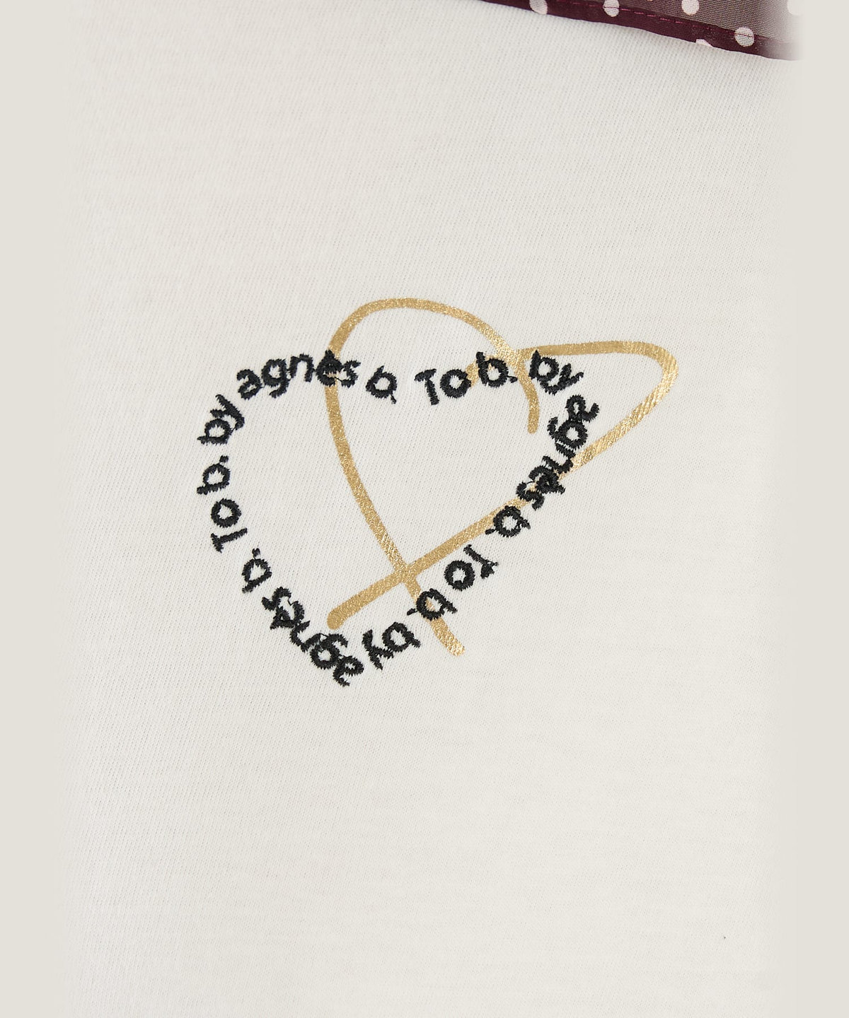 To b. by agnès b. ロゴ刺繍 ハート プリント コットン 半袖 Tシャツ ホワイト