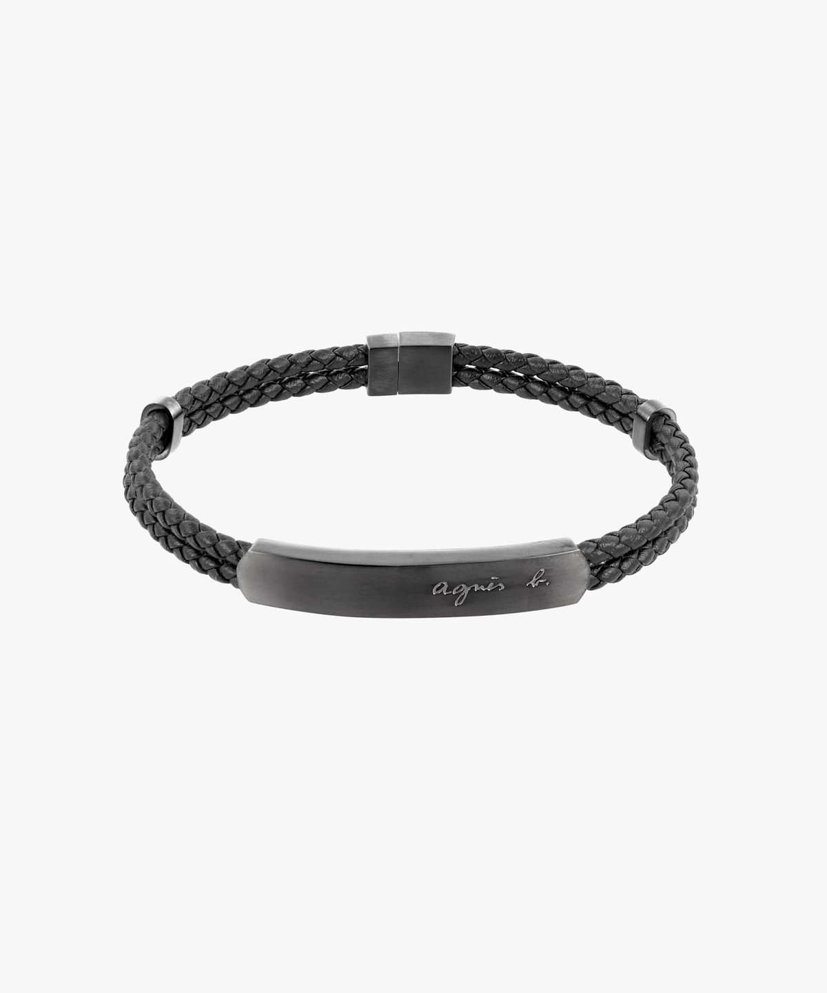 HOMME メンズ メンズ ロゴ レザー ブレスレット ブラック