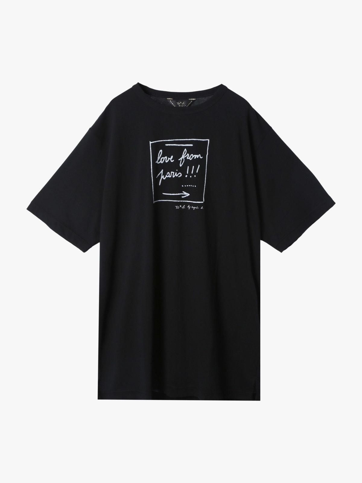 To b. by agnès b. 【Outlet】LOVE FROM PARIS ボーイズTシャツ ホワイト×ブラック