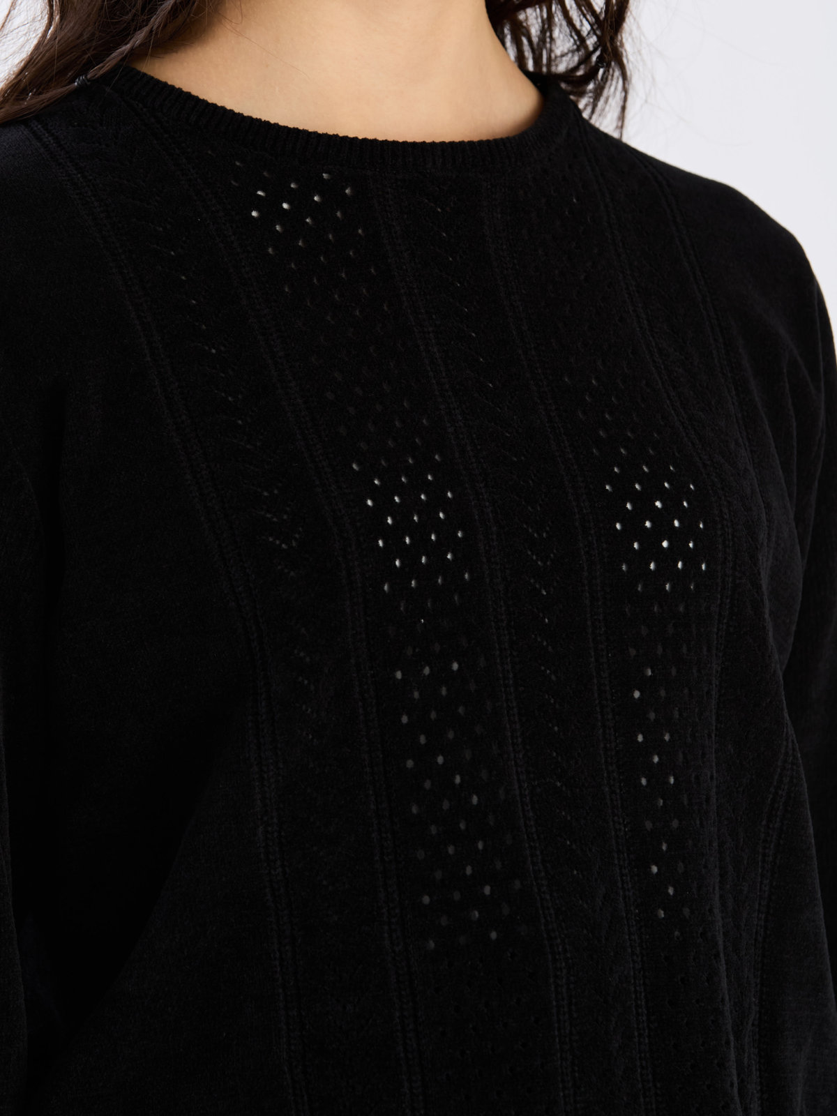 To b. by agnès b. 【Outlet】オープンワークモールニットプルオーバー ブラック