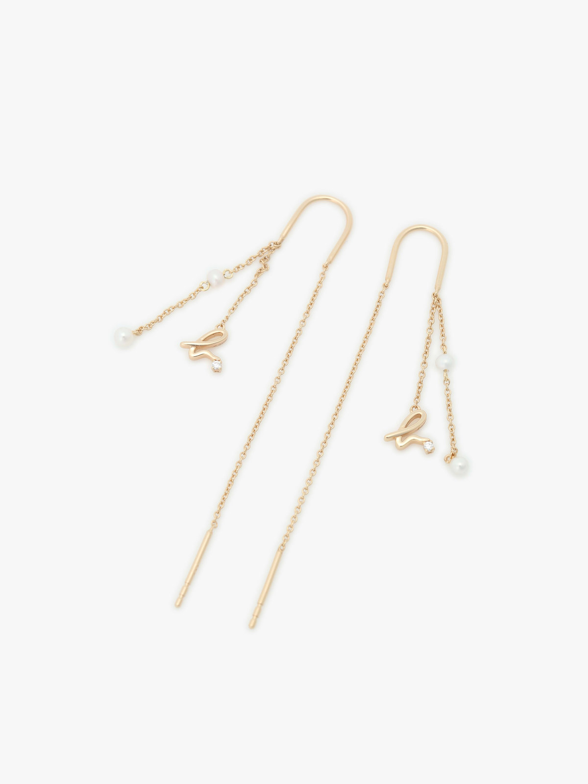 FEMME ウィメンズ 【Outlet】H925 "b." ロゴ 2チェーン ピアス "Iconic - thin and tiny" ゴールド