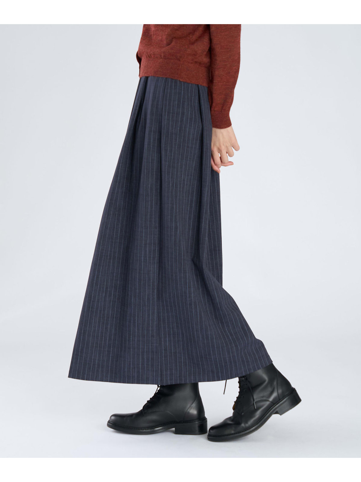 FEMME ウィメンズ ピンストライプ ロング スカート ”Early River” ブルー系その他