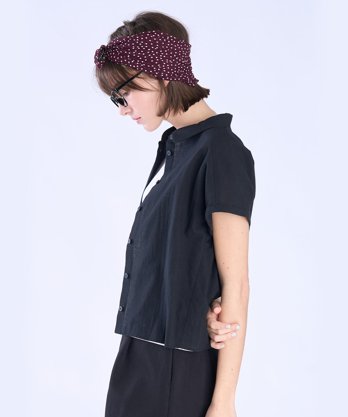 To b. by agnès b. コットン モダン マニッシュ シャツ ブラック