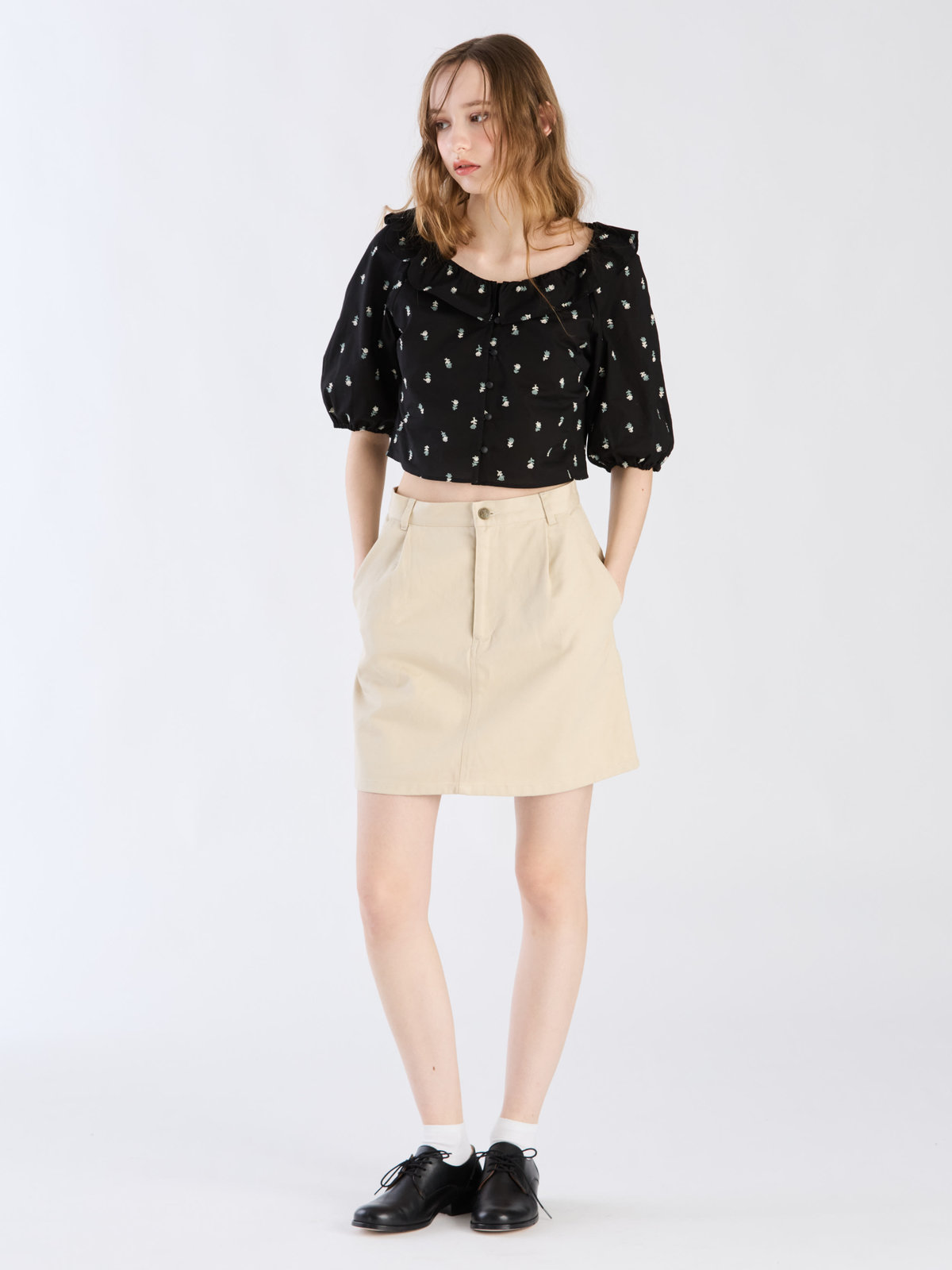 To b. by agnès b. 【Outlet】コットンツイルミニスカート ベージュ