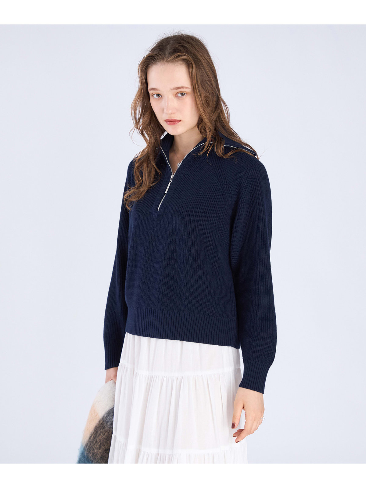 To b. by agnès b. 【Outlet】ハーフジップ ニット プルオーバー ネイビー
