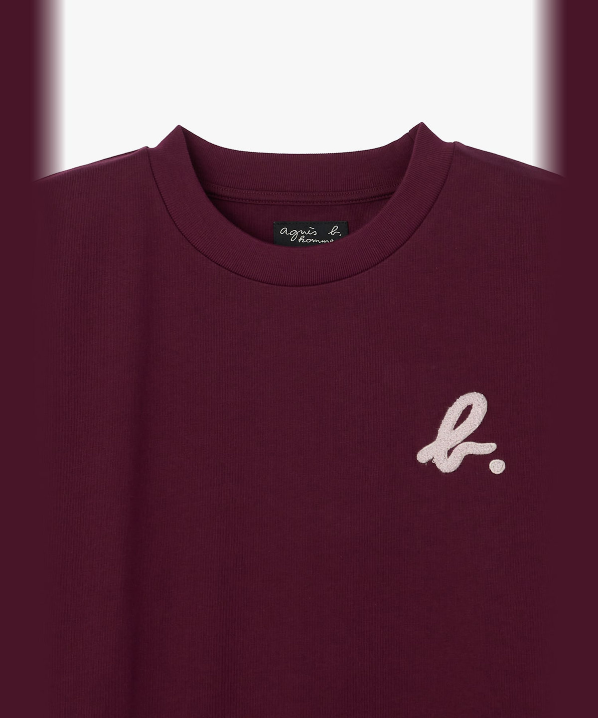 HOMME メンズ メンズ "b."刺繍 半袖 Tシャツ ボルドー