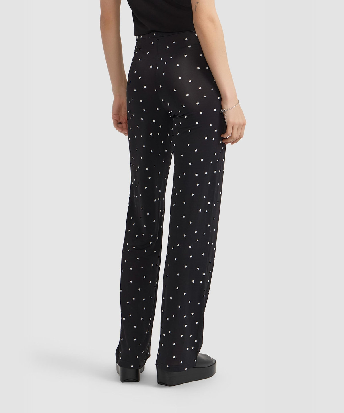 FEMME ウィメンズ ドット ジャージー ワイド パンツ "Sailor" ブラック