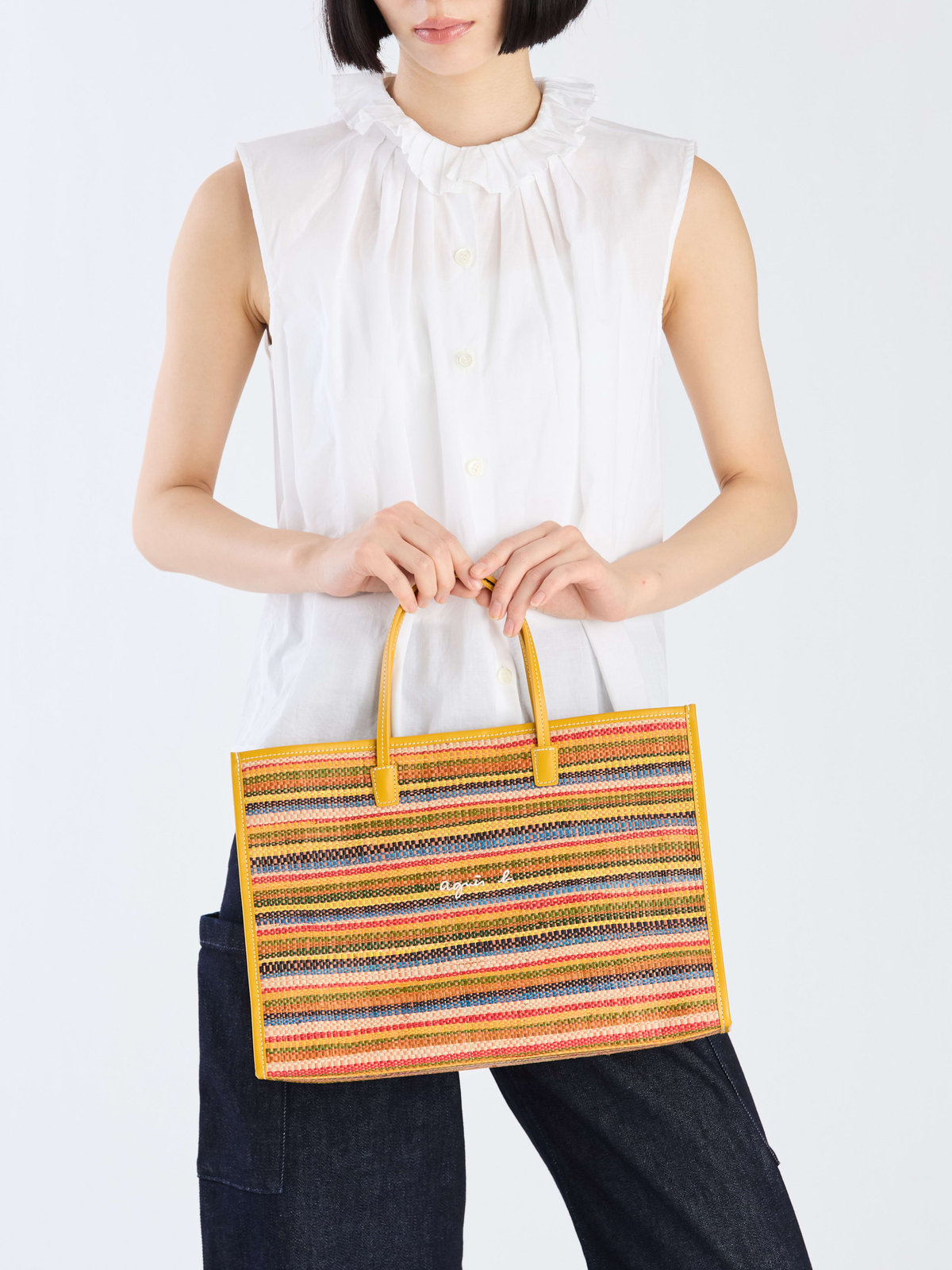 VOYAGE ウィメンズ バッグ＆ウォレット ラフィア ミディアム トートバッグ WAX35-02 イエロー