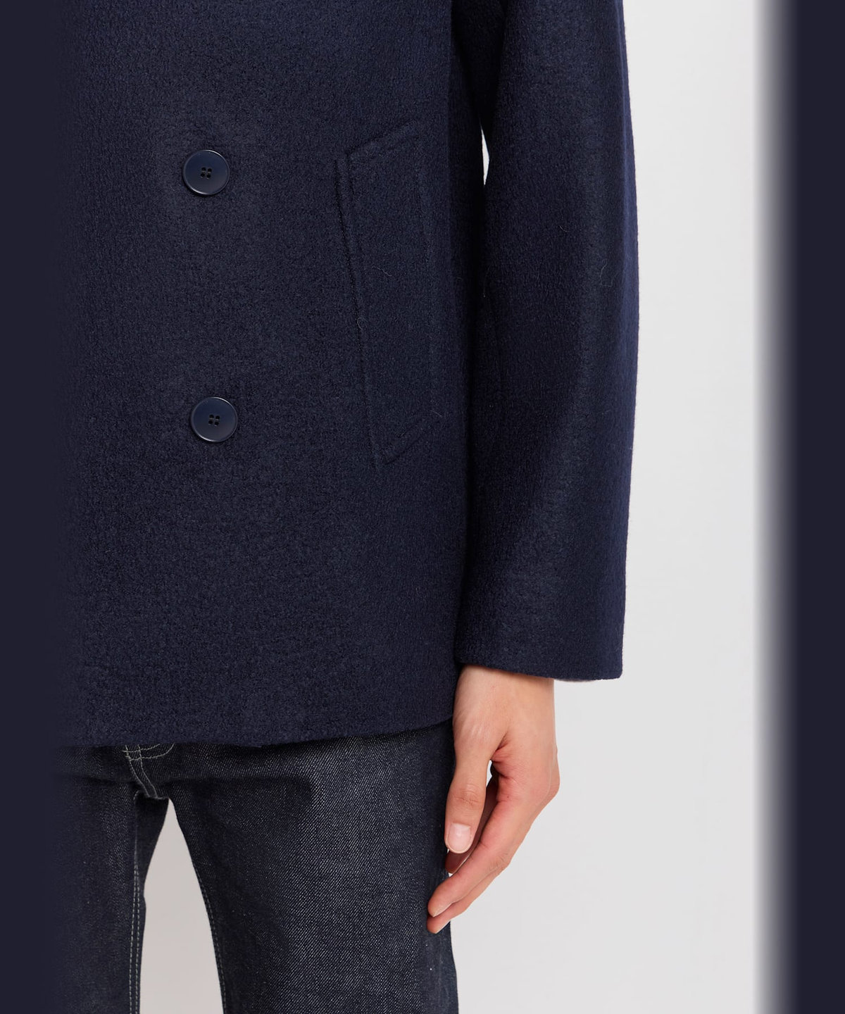 HOMME メンズ メンズ ウール 長袖 ピーコート "Roan" ブルー系その他