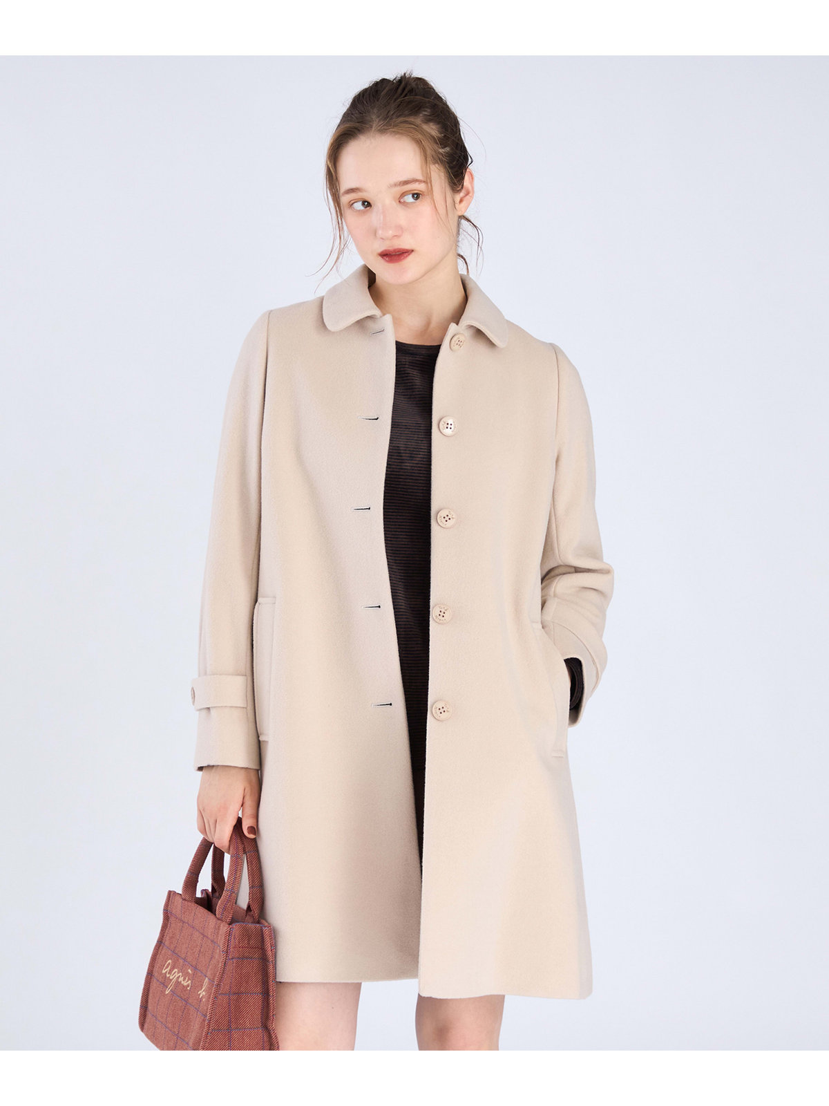 To b. by agnès b. Aラインコート "Pimilico" ホワイト系その他