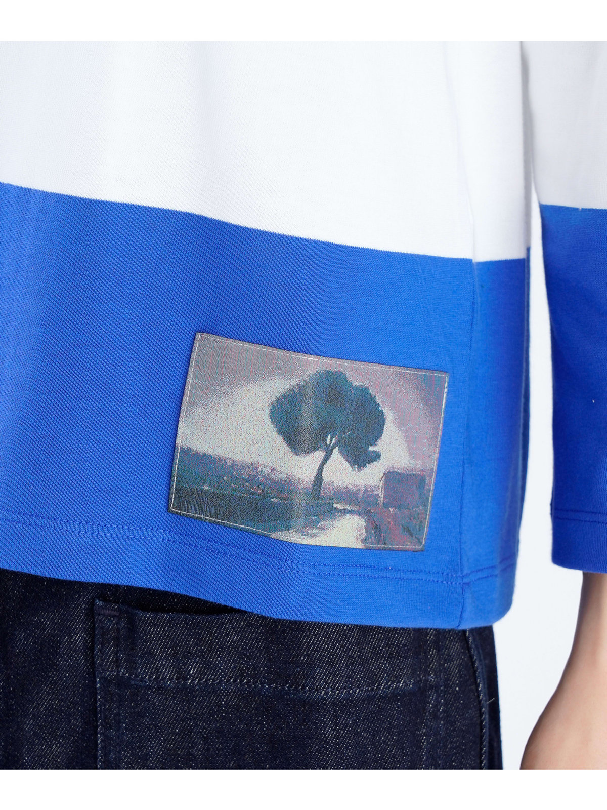 FEMME ウィメンズ 【Outlet】ボーダー コットン 7分袖 Tシャツ "Lil Cool" ロイヤルブルー×ホワイト