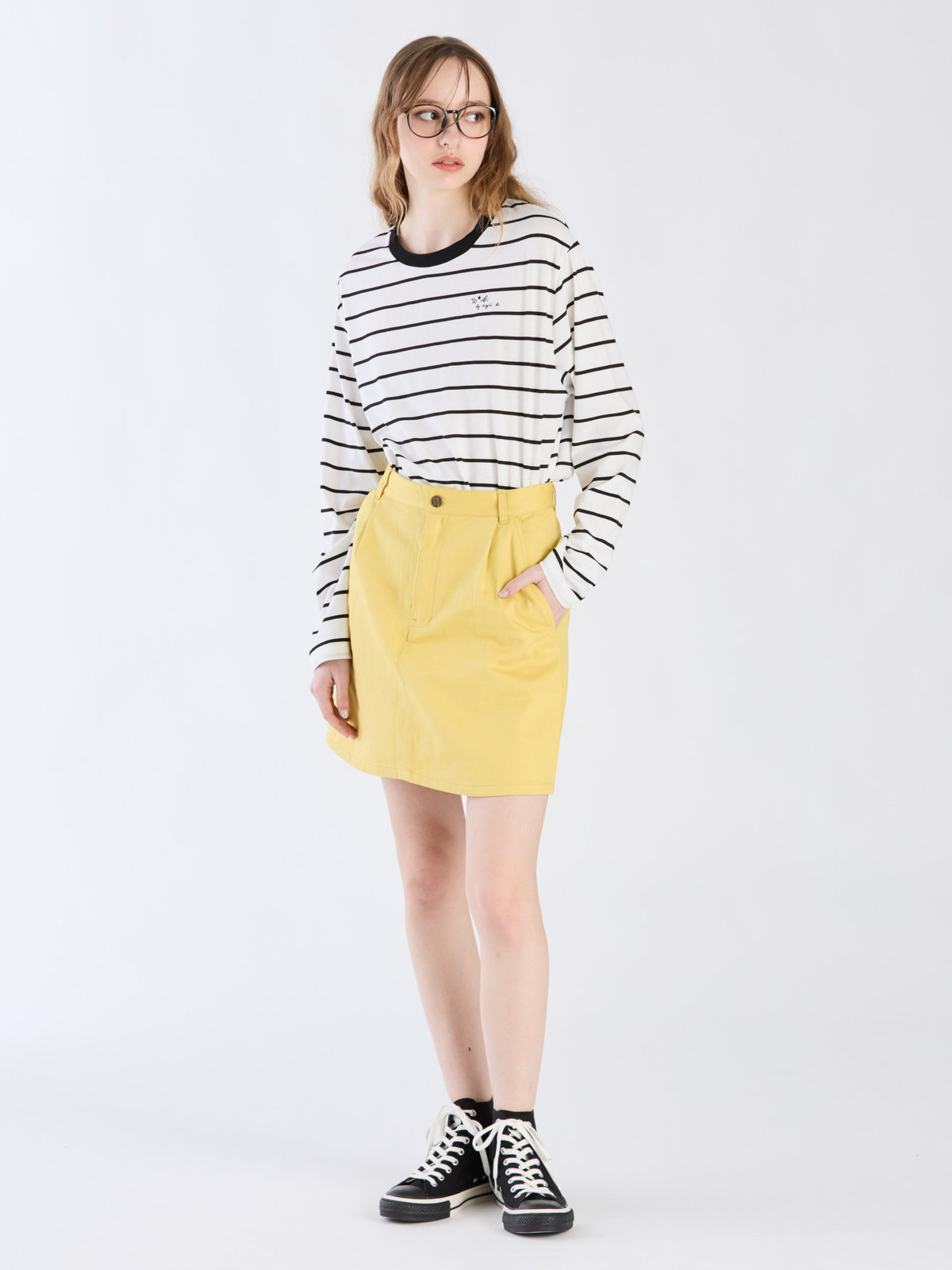 To b. by agnès b. 【Outlet】コットンツイルミニスカート イエロー