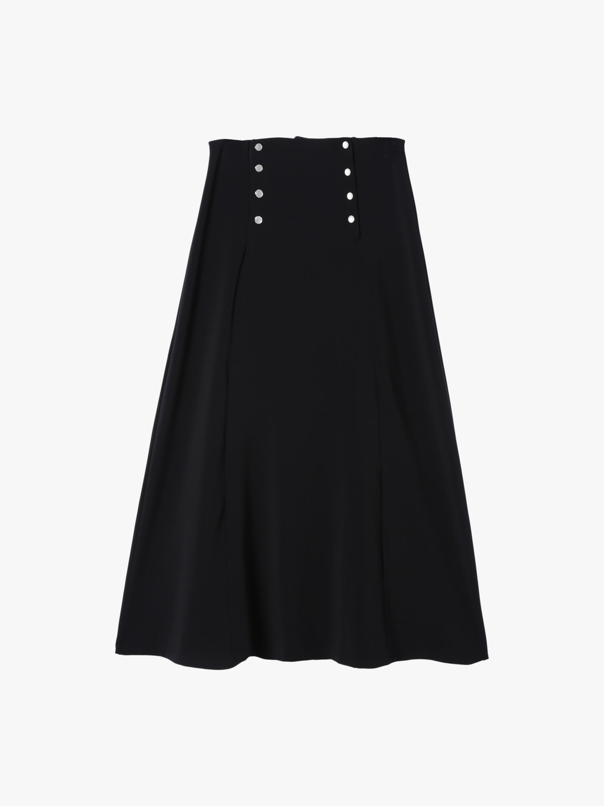 FEMME ウィメンズ ダブルボタン ジャージー フレア スカート ブラック
