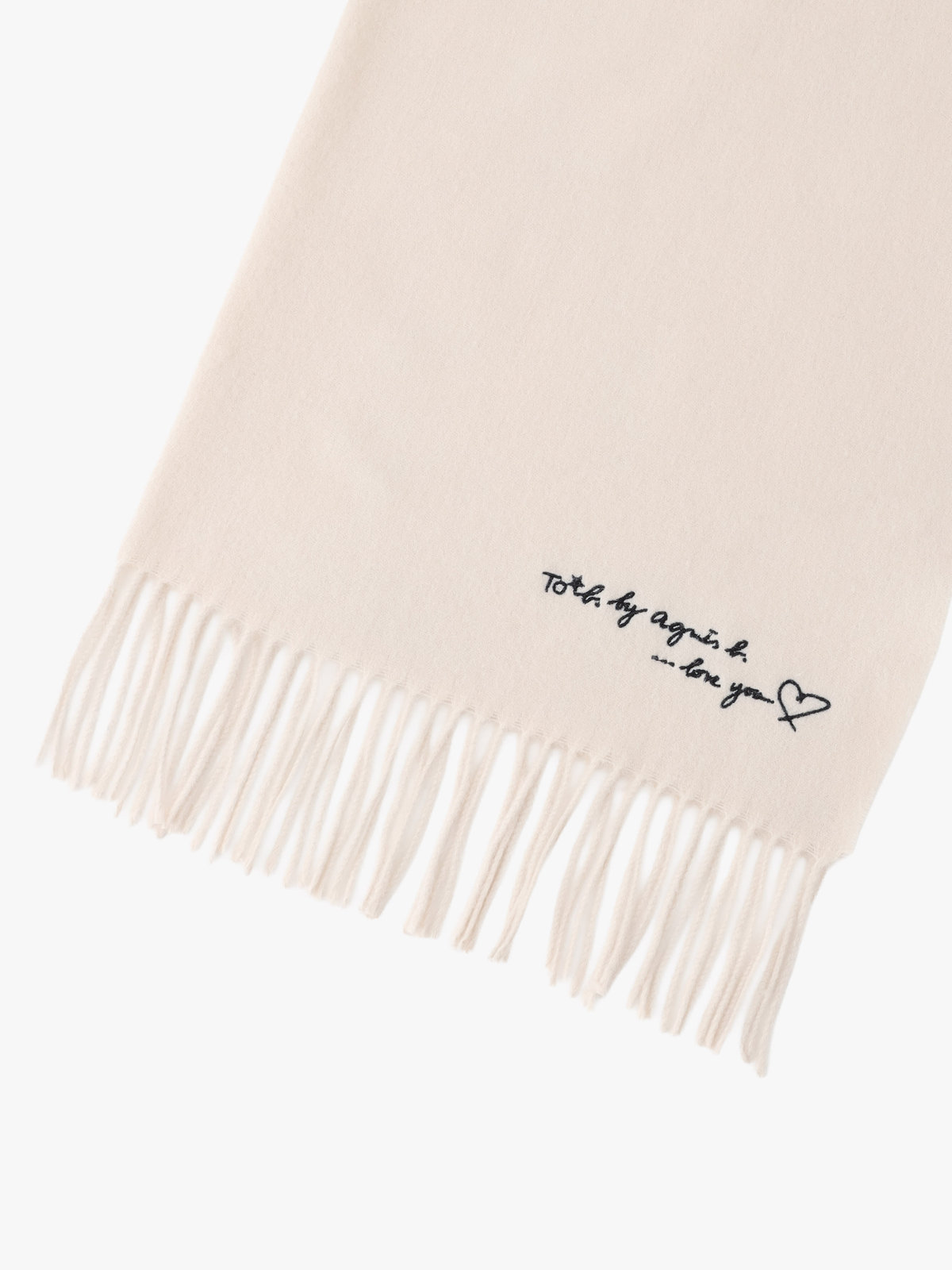 To b. by agnès b. ロゴ刺繍 ウール カシミア マフラー ホワイト系その他