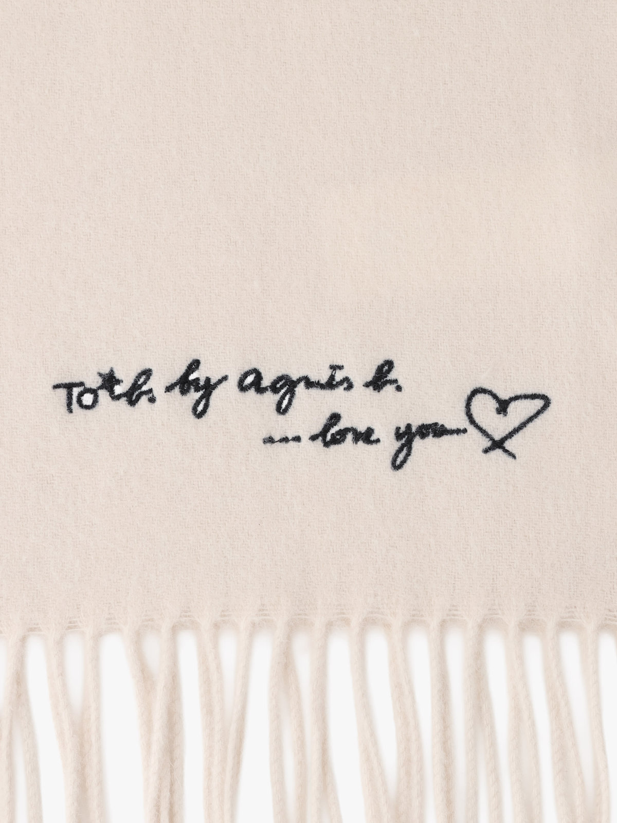 To b. by agnès b. ロゴ刺繍 ウール カシミア マフラー ホワイト系その他