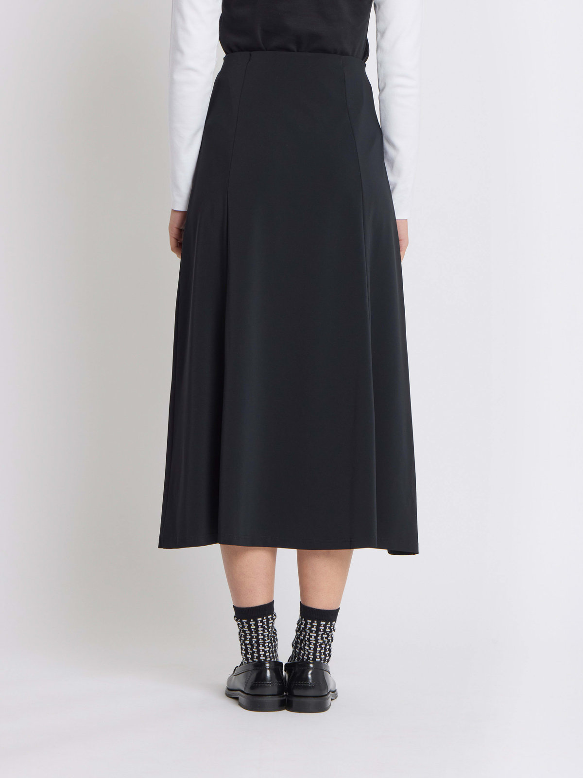 FEMME ウィメンズ ダブルボタン ジャージー フレア スカート ブラック