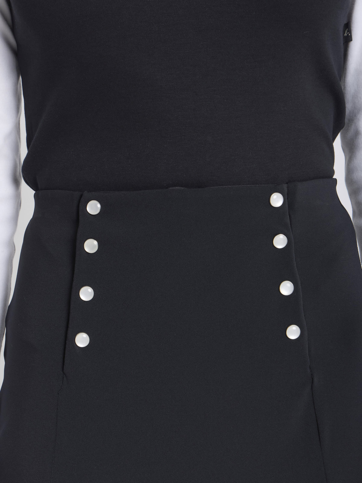 FEMME ウィメンズ ダブルボタン ジャージー フレア スカート ブラック