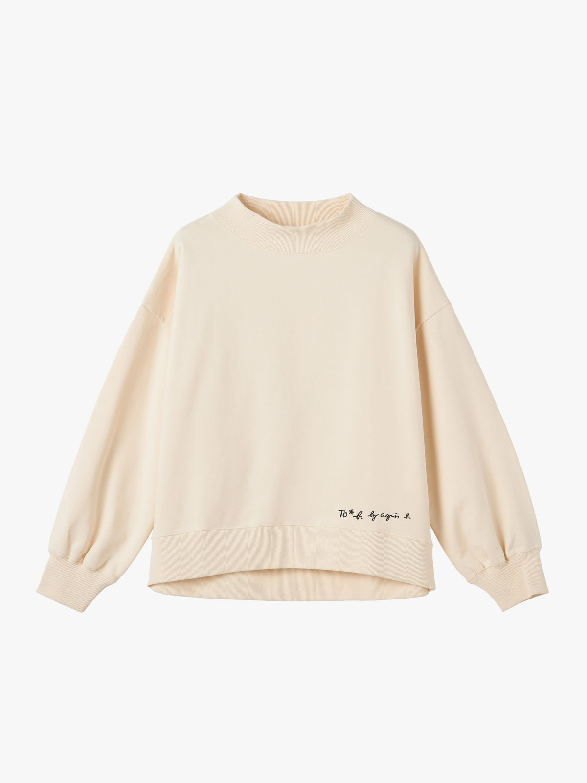 To b. by agnès b. WEB限定 ロゴ コットン ボリュームスリーブ スウェットプルオーバー ホワイト