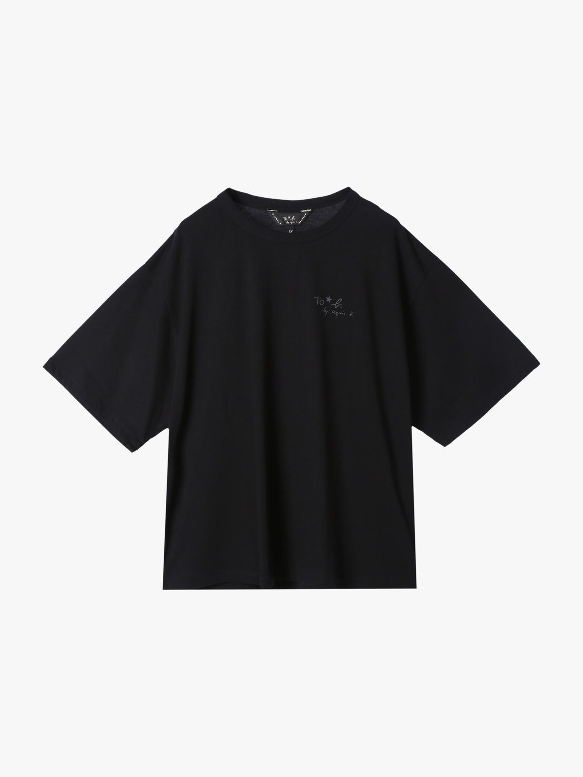 To b. by agnès b. 【Outlet】ニューロゴショートボーイズTシャツ ホワイト×ブラック