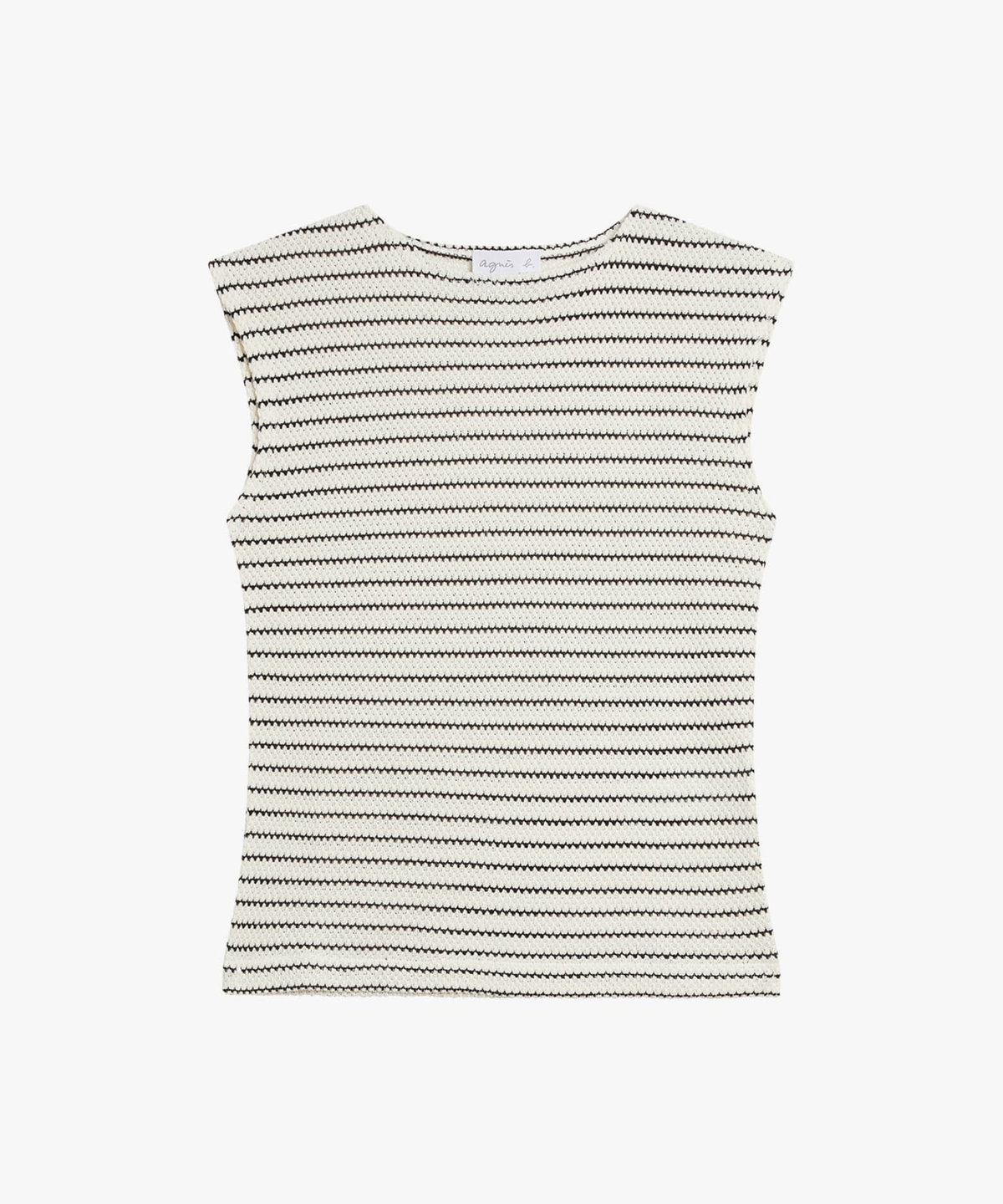 FEMME ウィメンズ ボーダー ラッセルニット編み ボートネック ノースリーブ トップス "Angelice" ホワイト系その他