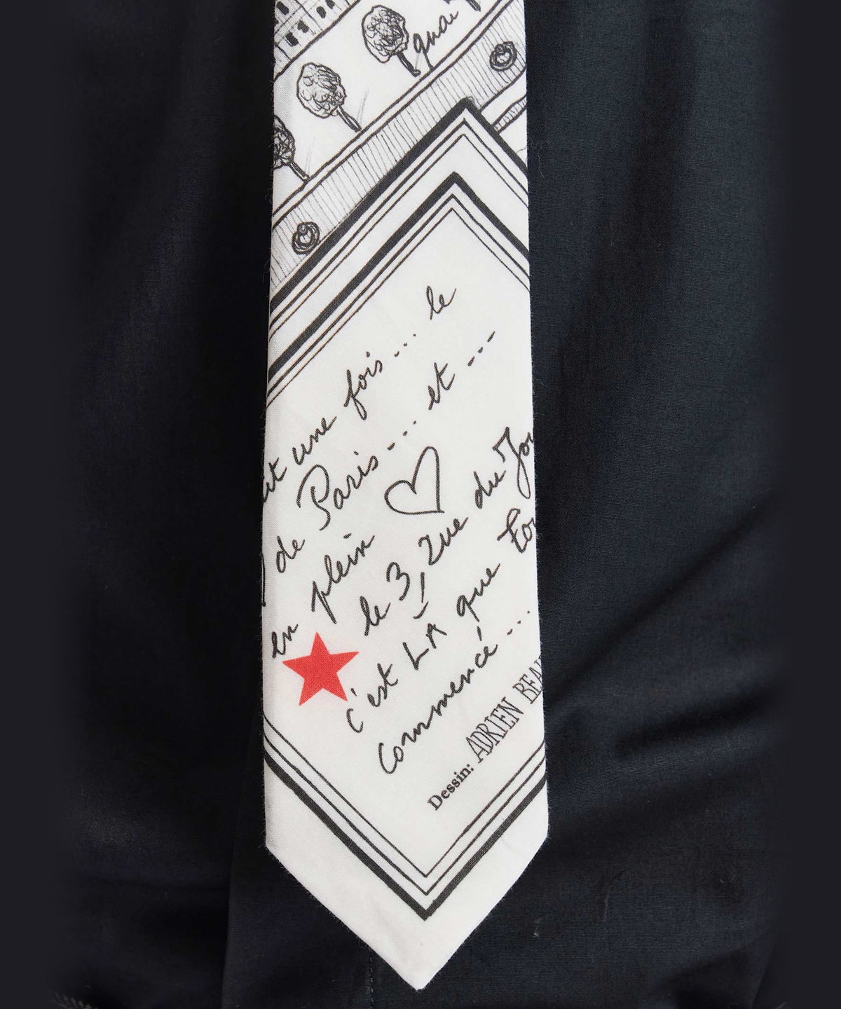 HOMME メンズ メンズ コットン ネクタイ "Rue du Jour" ホワイト