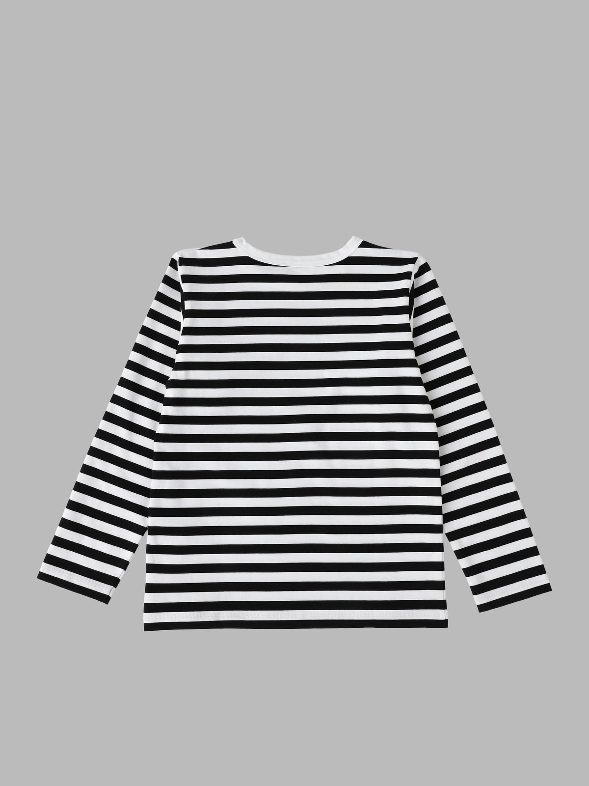 ENFANT ユニセックス キッズ コットン 細ボーダー 長袖 Tシャツ ホワイト×ブラック