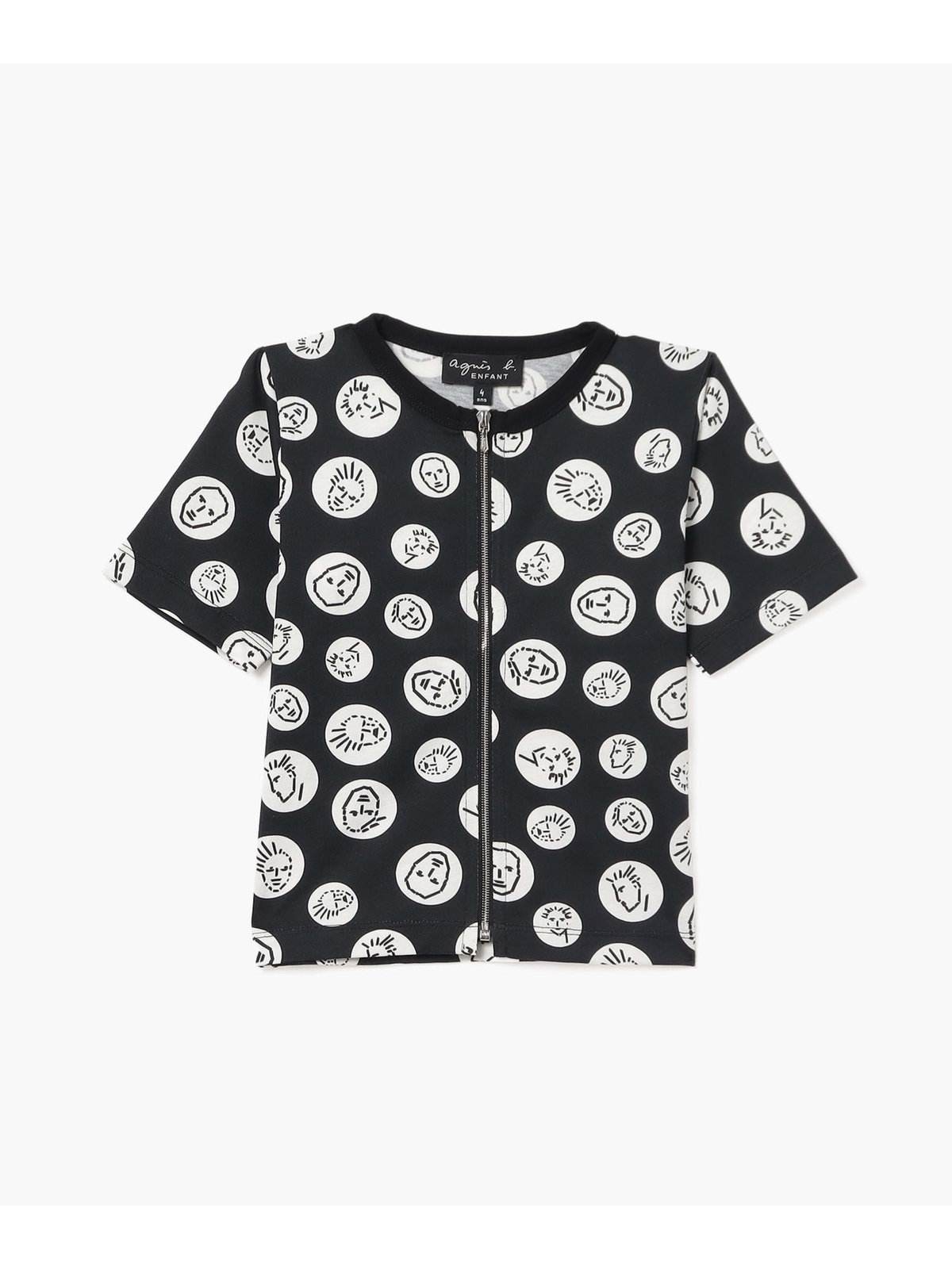 ENFANT ユニセックス JIC0 E TS キッズ VISAGE ジップTシャツ ブラック